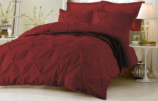 Egyptian Cotton Duvet Cover Queen Size 800 Thread Count Long Staple Quilt 1 Duvet Cover 2 Pillow Shams Pinch Pleated Silky Soft, Breathable Cover Set 3 Piece Duvet Cover Set for Comforter(Burgundy)