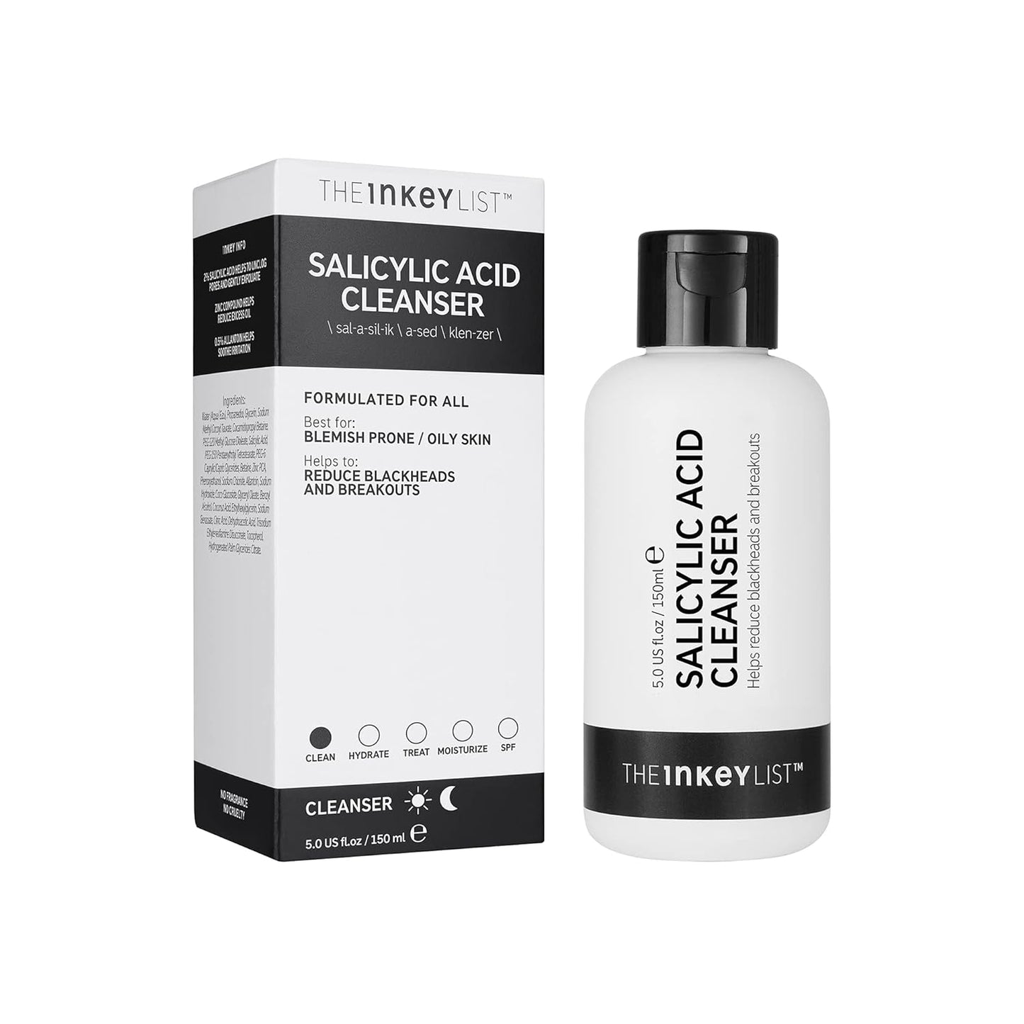 The INKEY List Salicylic Acid Cleanser, Face Wash for Blemishes, Blackheads, Oily Skin and Breakouts, Non-Drying Facial Cleanser Safe for All Skin Types, 5.0 fl oz (Pack of 2)