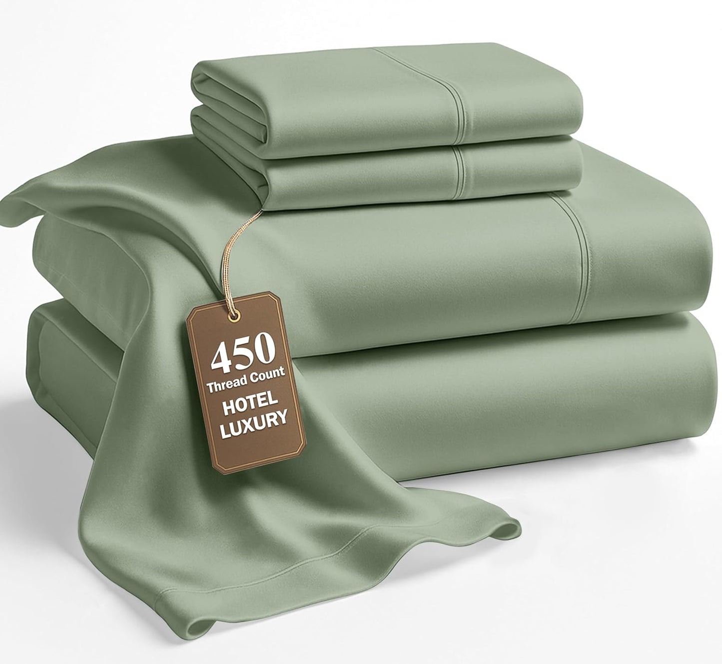 LANE LINEN California King Sheets - 4 Pc Cal King Sheets Set, 450 Thread Count 100% Cotton, Deep Pocket, Cooling, Hotel Luxury - Iceberg Green
