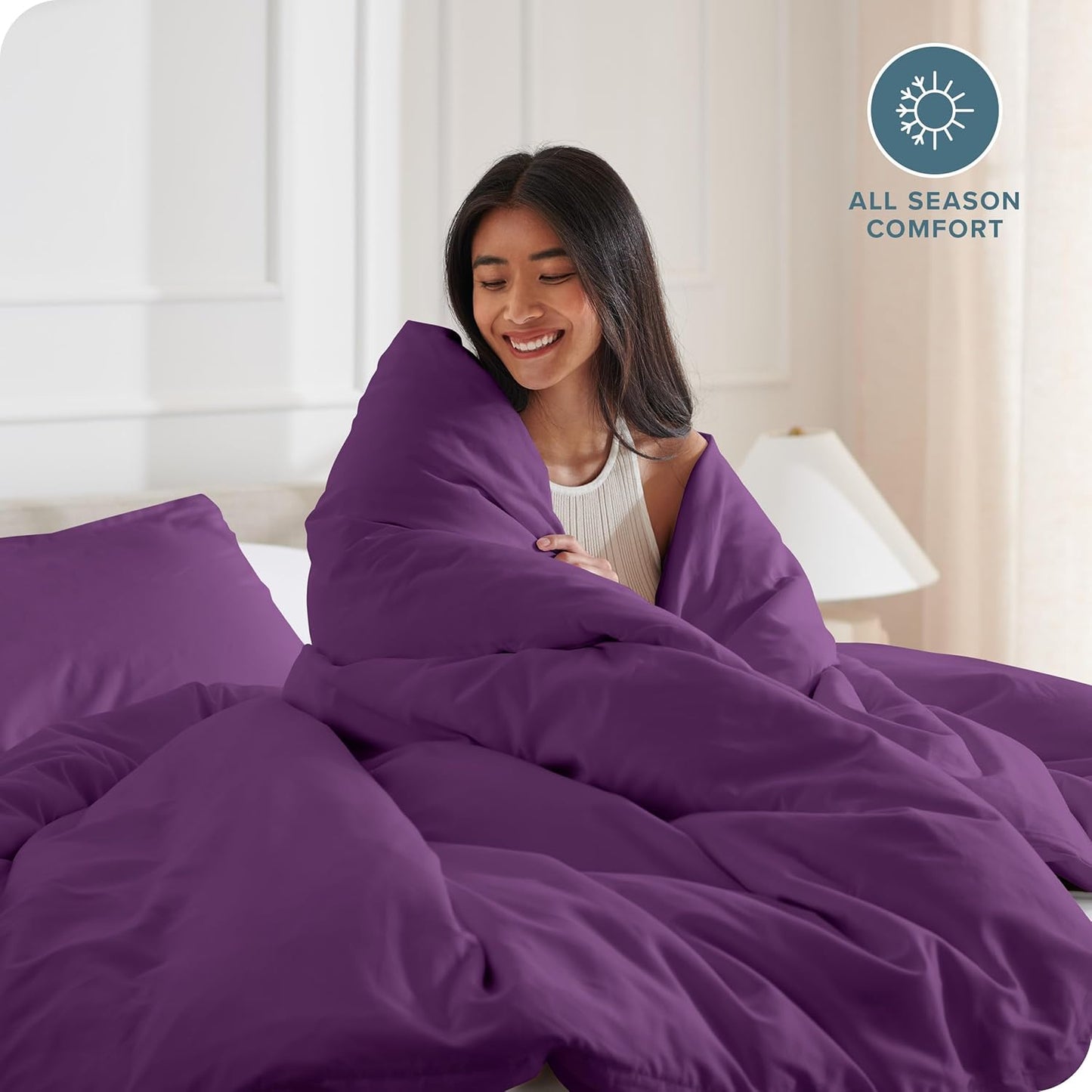 Bare Home Bedding Duvet Cover King Size - Premium 1800 Super Soft Collection - Lightweight, Cooling - Soft Breathable Bedding Duvet Cover (King, Plum)