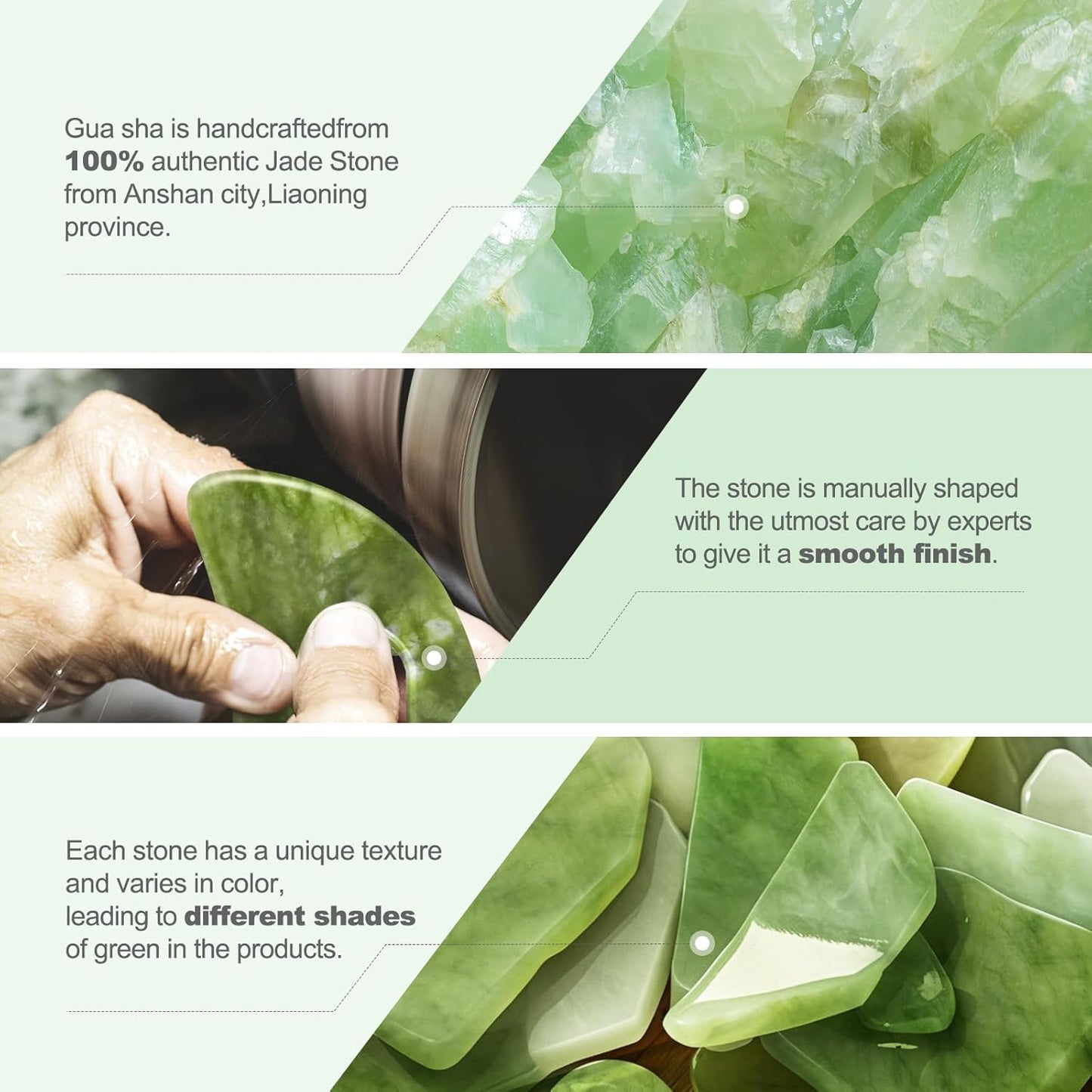 3 PCS Jade Stone Gua Sha Set Face Massager, Body Gua Sha Tool, Jade Gua Sha Facial Tools, Large Guasha Tool For Body, Face, Anti Cellulite, Lymphatic Drainage Massager, Muscle Scraper, Gifts for Women