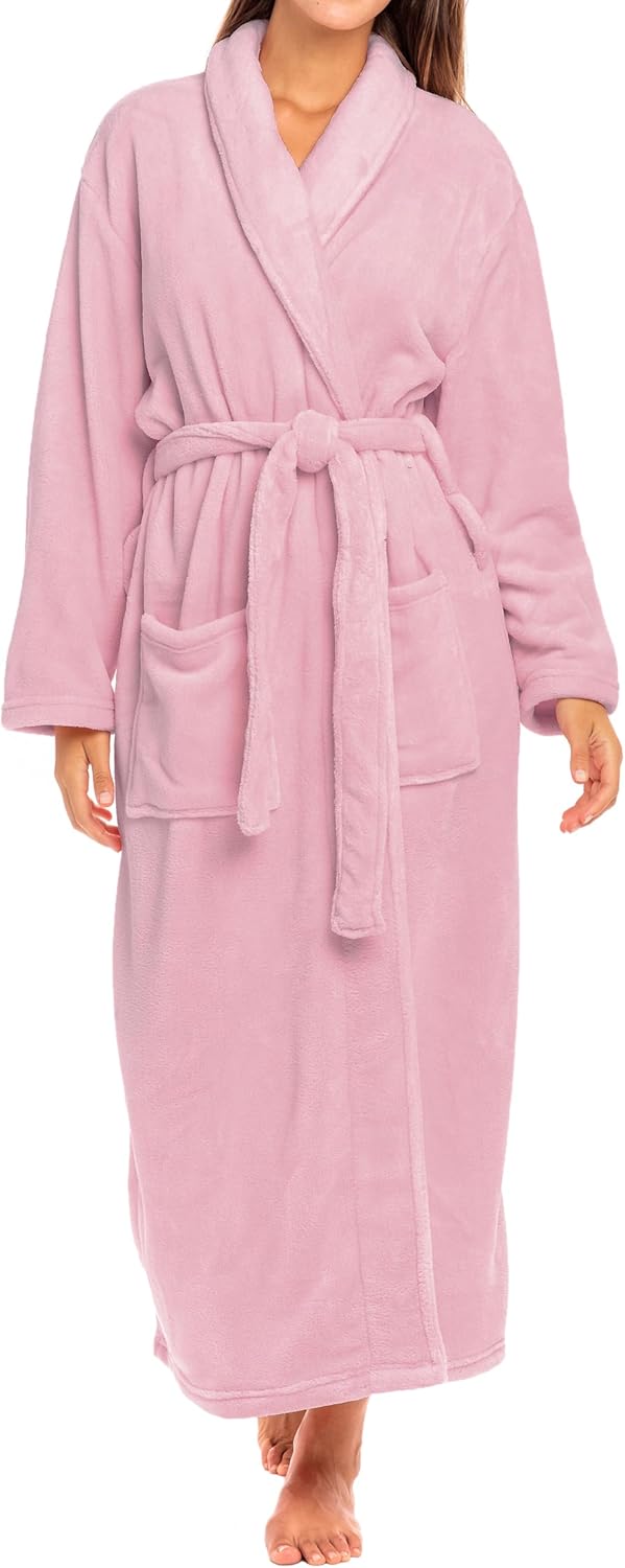 Alexander Del Rossa Plush Robe for Women, Long Fleece Winter Bath Robe, Plus Size