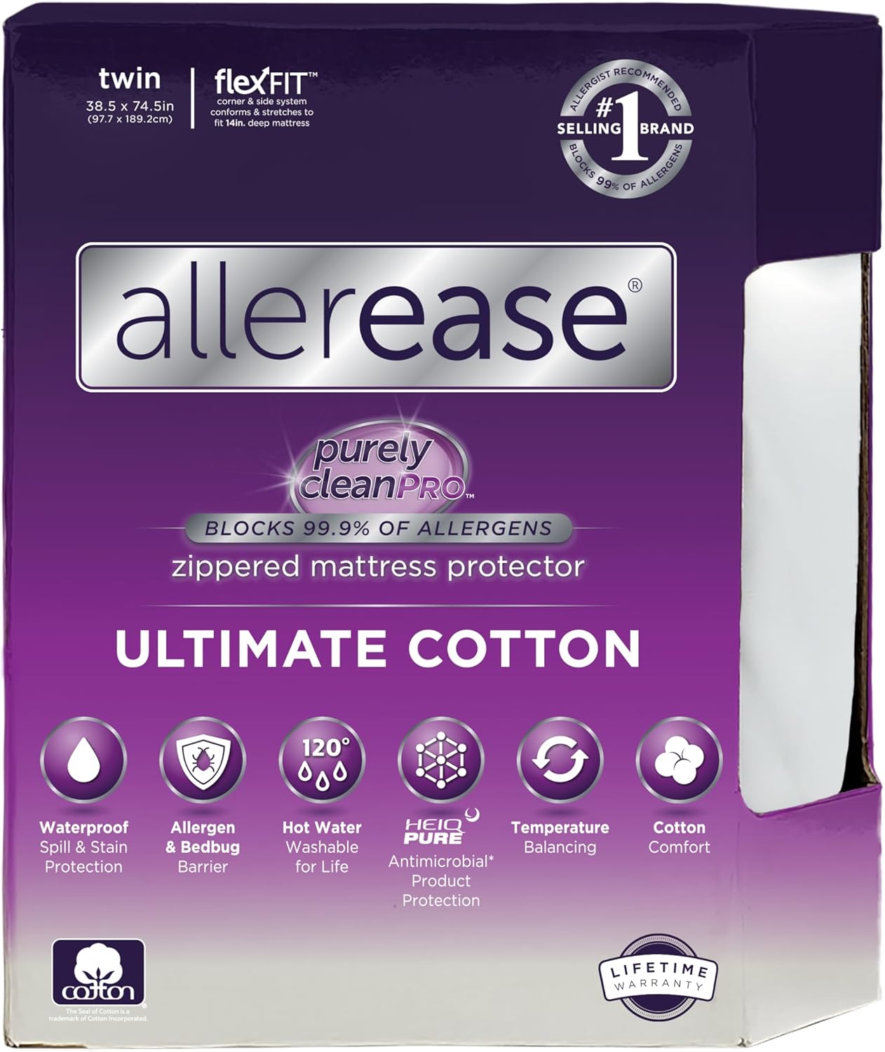 AllerEase Ultimate Allergy Protection and Comfort Zippered Mattress Protector, Twin