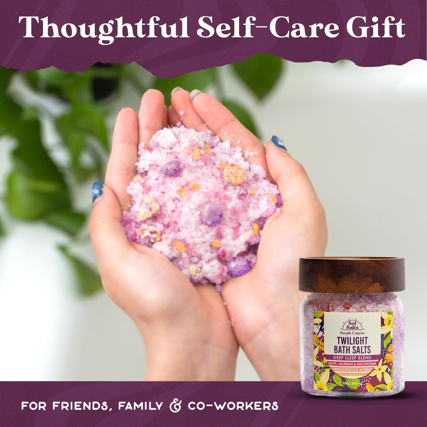 PURPLE CANYON SolSalts Twilight Deep Sleep Bath Salts 10oz | Magnesium-Infused Sandalwood & Vanilla Aromatherapy with Clay Crumbles