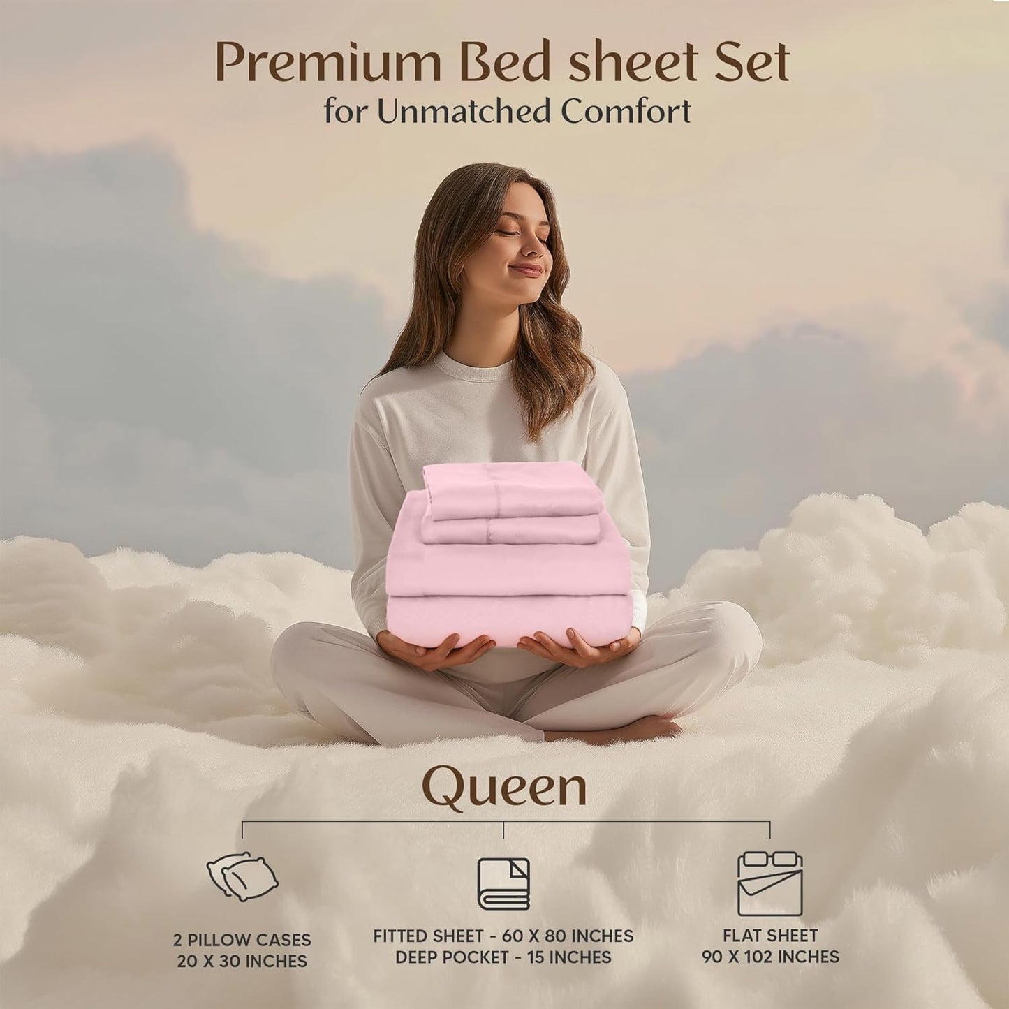 Utopia Bedding Queen Bed Sheets Set - 4 Piece Bedding - Brushed Microfiber - Shrinkage and Fade Resistant - Easy Care (Crystal Pink)