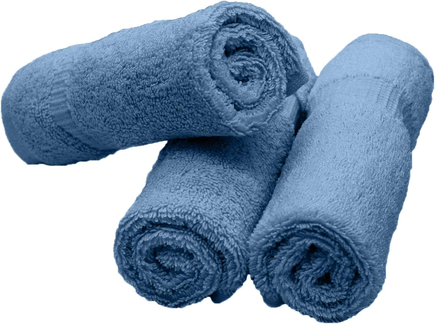 Luxury Hotel & Spa Collection, 100% Turkish Cotton 700 GSM Cloth, for Body wash, Makeup Remover & Facial Cleaning, Baby, face, Dobby Border Soft washcloths Towel Set 13" X 13", Wedgewood, Set of 6