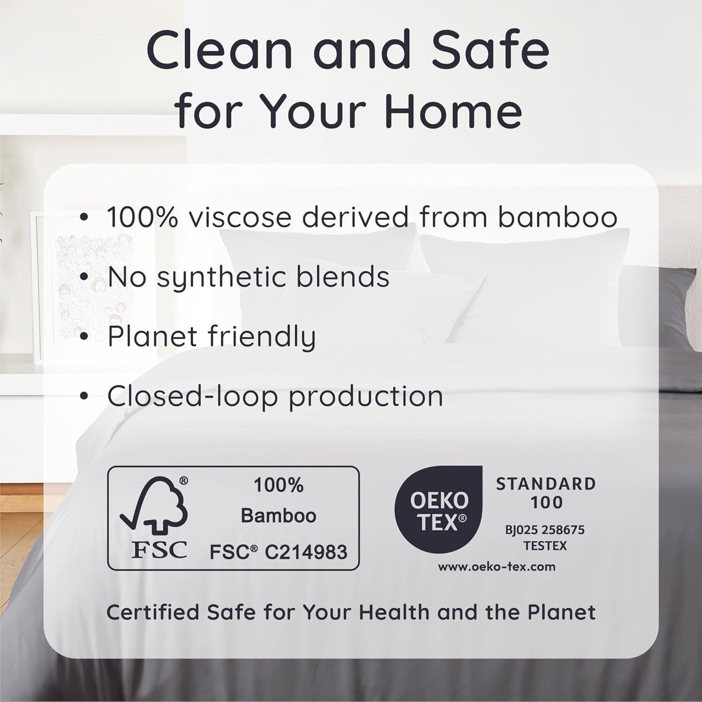 Bambaw 4pcs Full Size Sheet Set - 100% Viscose Derived from Bamboo - Cooling, Soft, Modern - Dark Gray