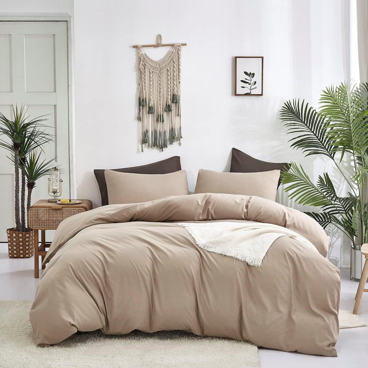KAREVER Deep Champagne Comforter Twin Cream Coffee Bedding Set Boys Girls Soft Champagne Bedding Set Breathable Comforter Set Twin Khaki Bed Set