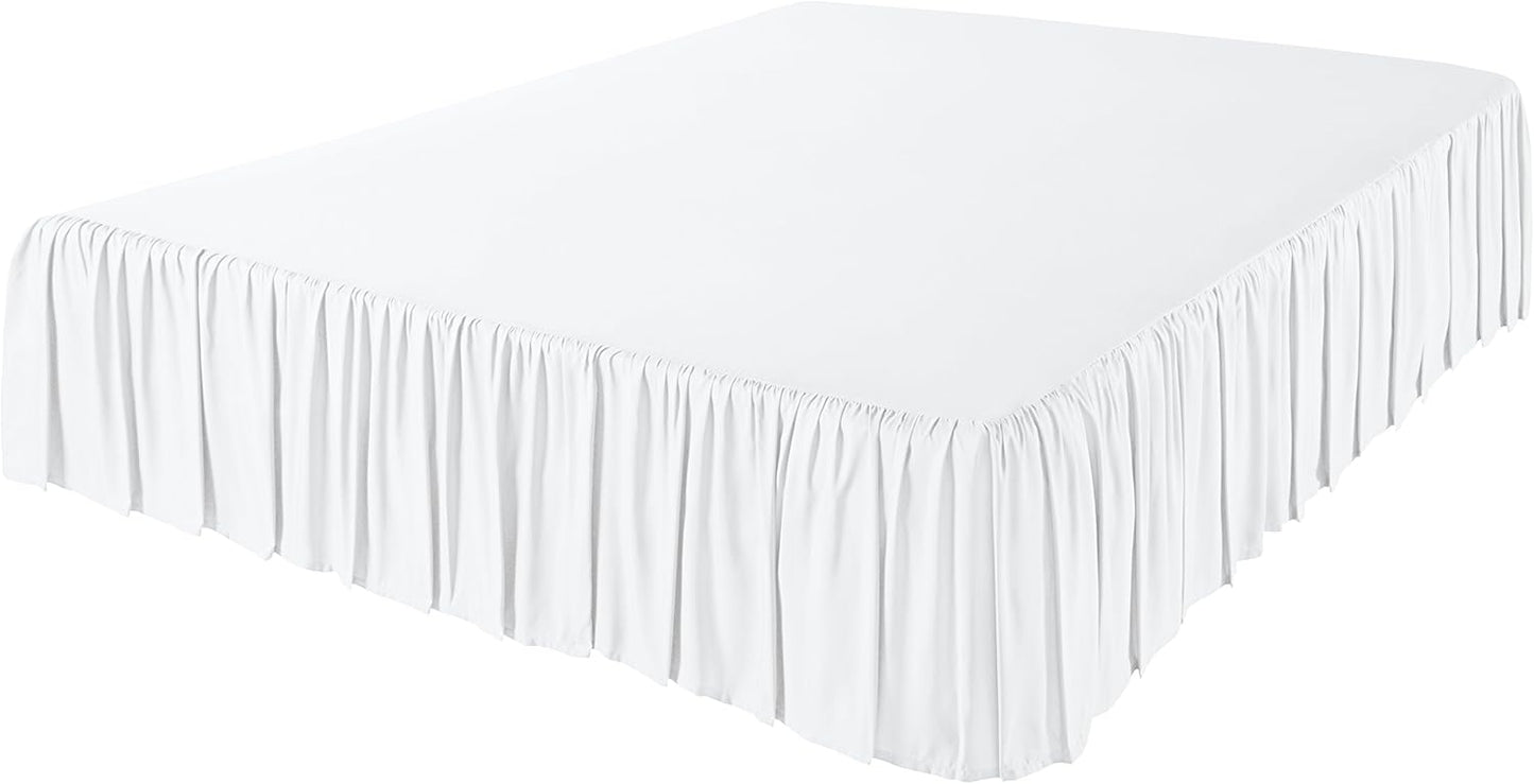 Amazon Basics Lightweight Ruffled Bed Skirt, Classic Style, Soft and Stylish 100% Microfiber With 16" Drop, Full, White, Solid