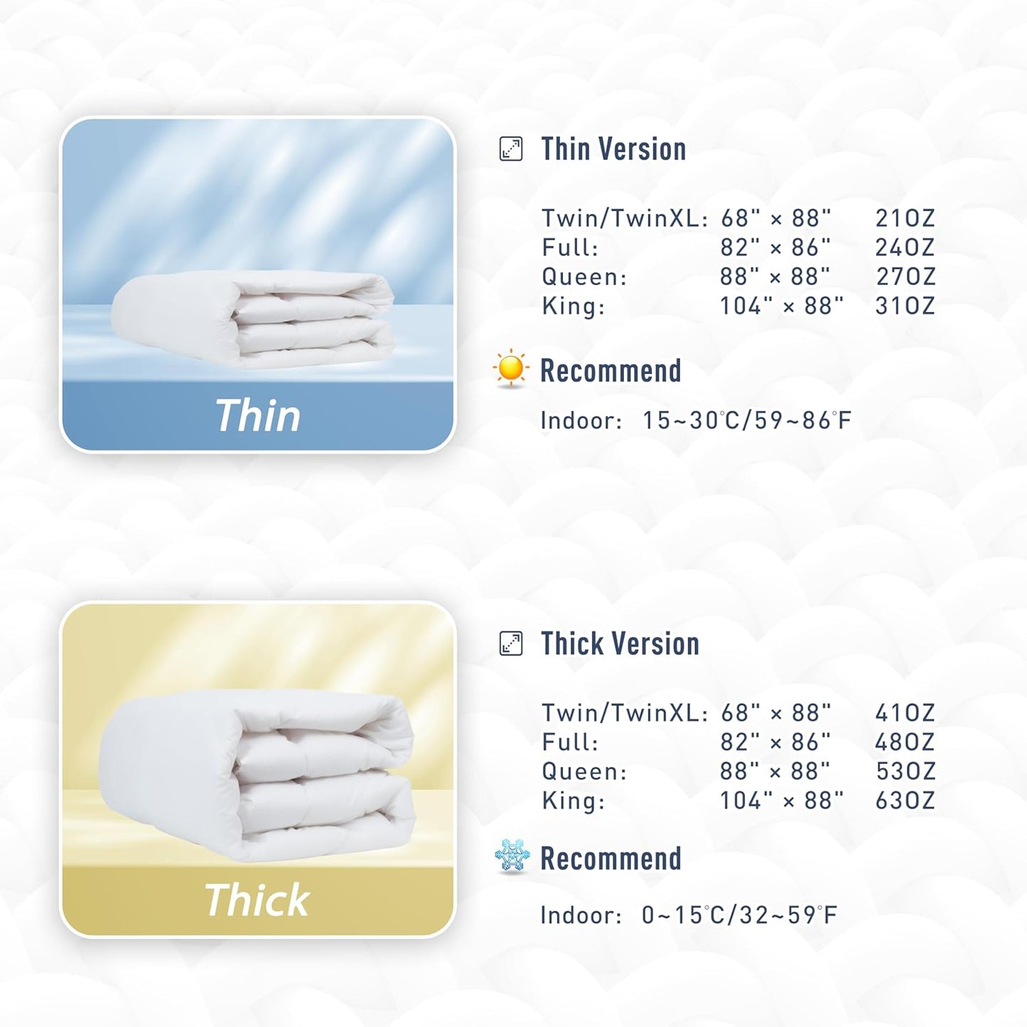 sunflower Down Alternative King Size Lightweight 100% Cotton Shell Bedding King Comforter Blanket for Hot Sleepers 88"x104" with Corner Tabs Soft Breathable Machine Washable