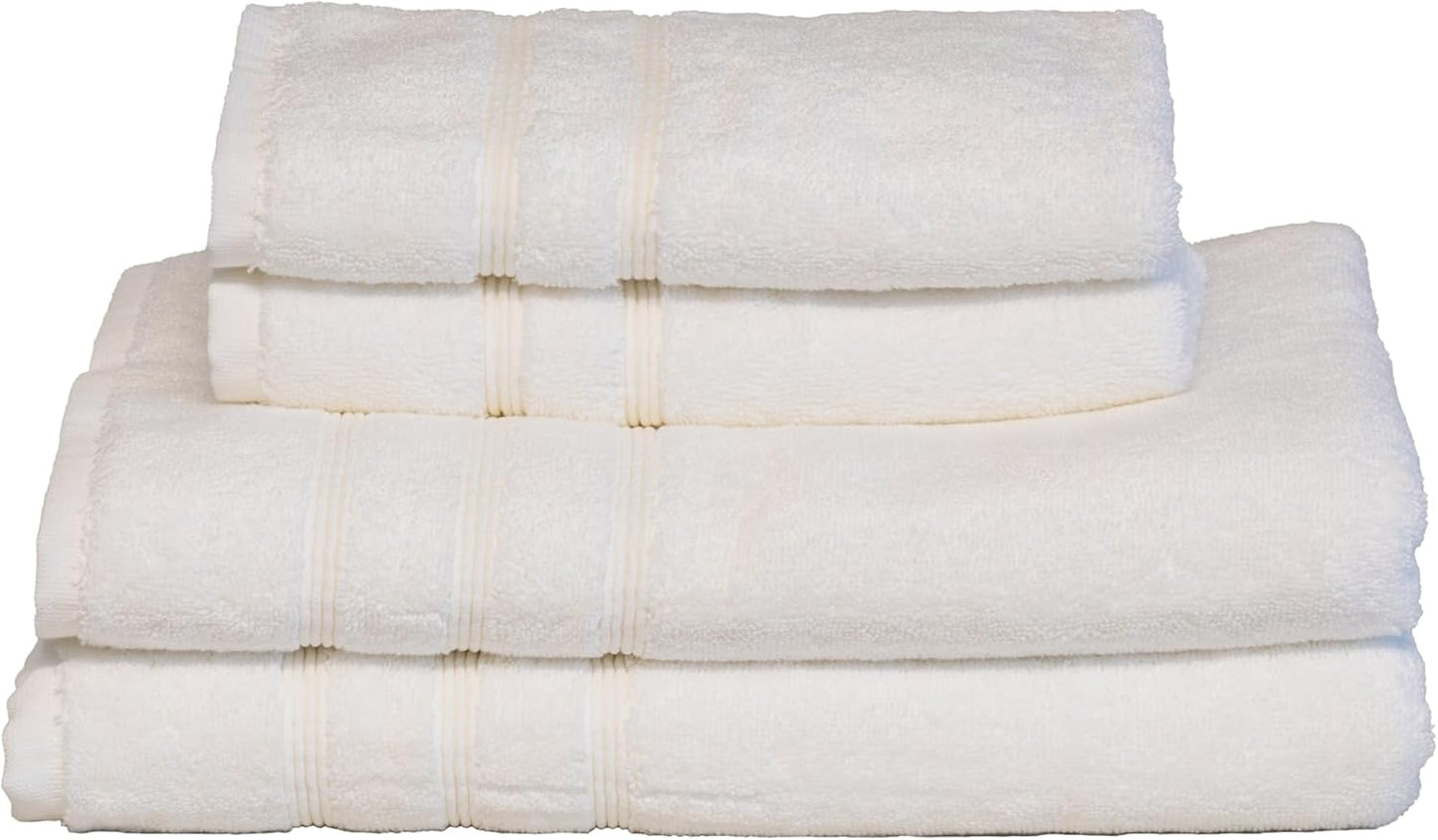 Mosobam Luxury Turkish 4pc Towel Set 30X58 16X30 White 700 GSM Bamboo Viscose & Aegean Turkish Combed Cotton