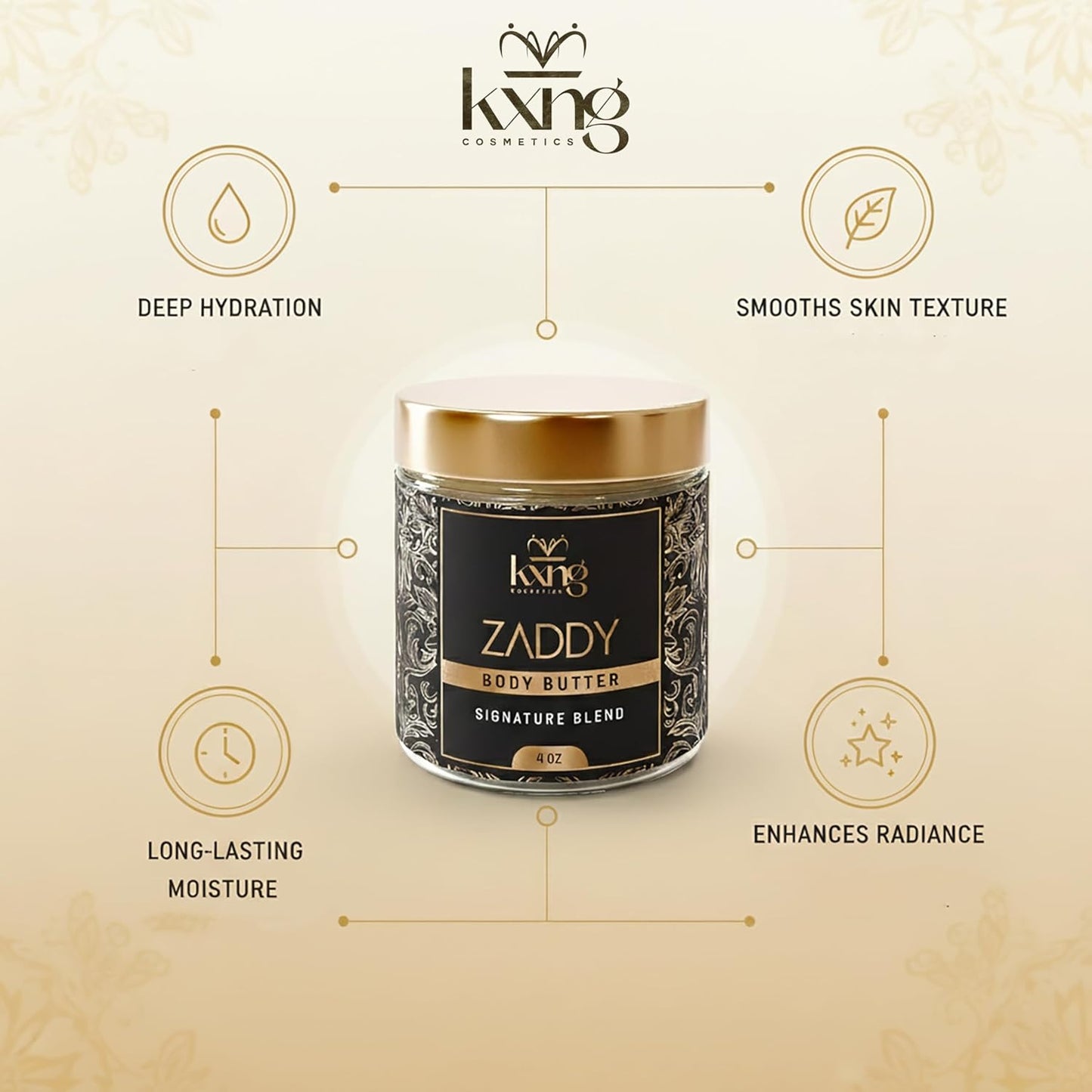 KXNG Shea Butter Body Cream, Luxurious Hydrating Body Butter, Intense Moisturizer for Dry Skin, Perfect for Men & Women, Cruelty-Free