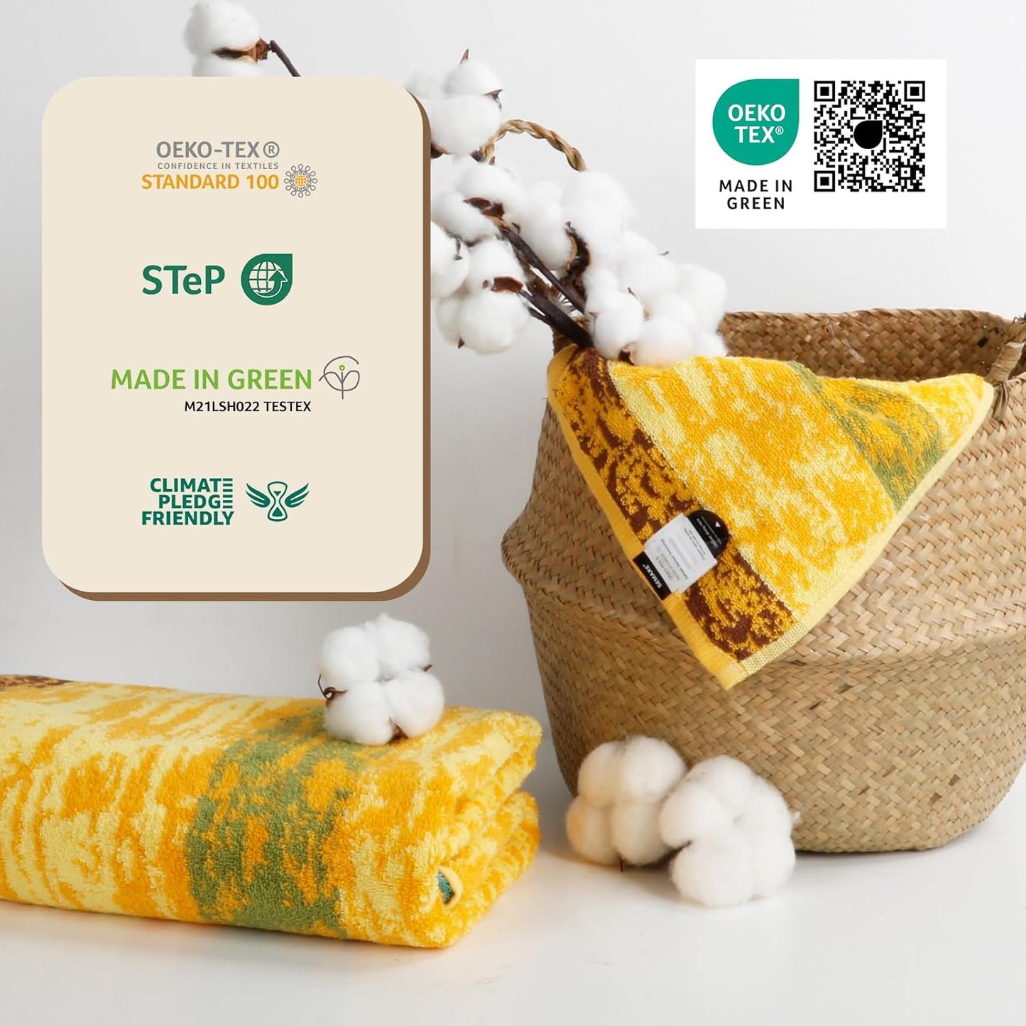 SEMAXE Luxury Bath Towel for Bathroom, 100% Cotton Towel with Hanging Loop, Soft & Absorbent, Gift Box Packaging, 55" L x 27" W,Colorful Towel Wheat Field