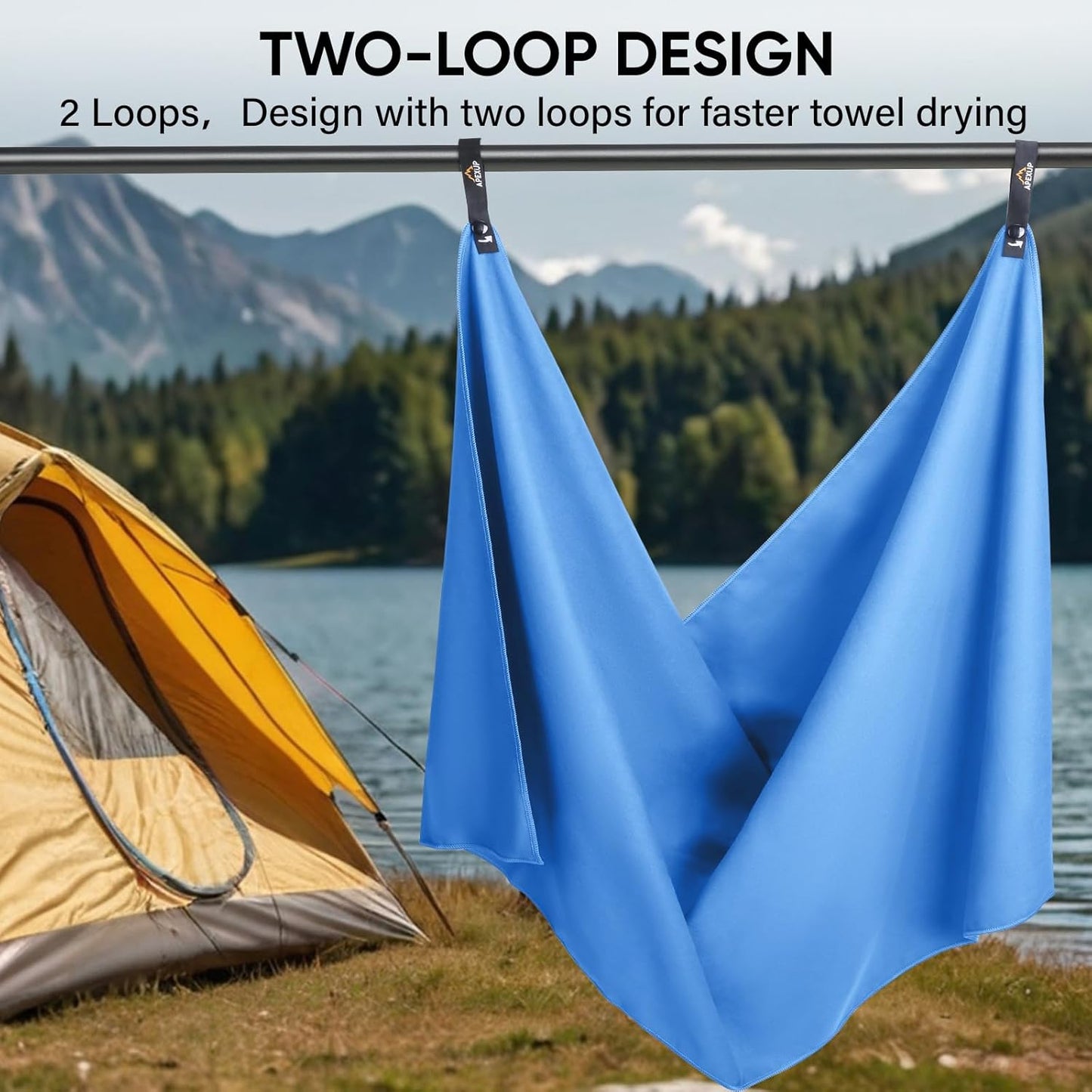 APEXUP Microfiber Travel Towel, Ultra Absorbent Quick Dry Towels, Lightweight Gym Sports Camping Towel for Workout, Yoga, Beach, Shower, Swimming (72"×40", Blue)