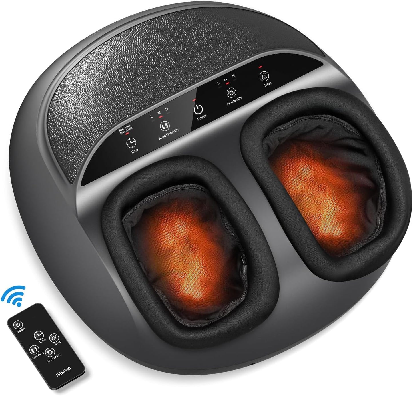 RENPHO Foot Massager Machine with Heat [2026 Upgraded], Shiatsu Foot Massager for Plantar Fasciitis, Birthday Gifts for Women, Wireless Control, Up to Size 13, BK