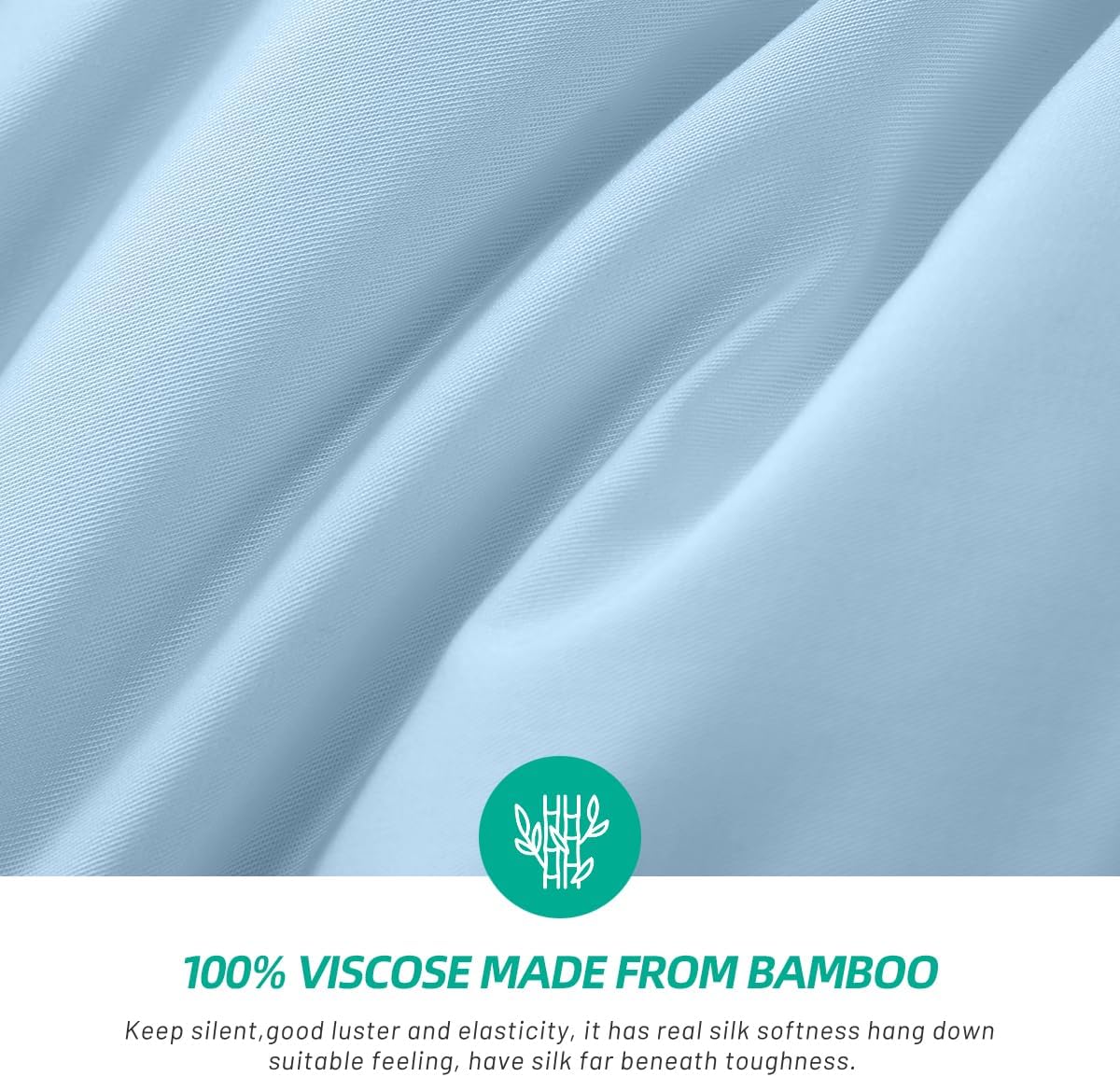 100% Viscose Made from Bamboo Comforter for Hot Sleepers- Summer Cooling Breathable Silky Soft Duvet Insert King Size-with 8 Corner Tabs(102x90 Inches, Light Blue-Summer)