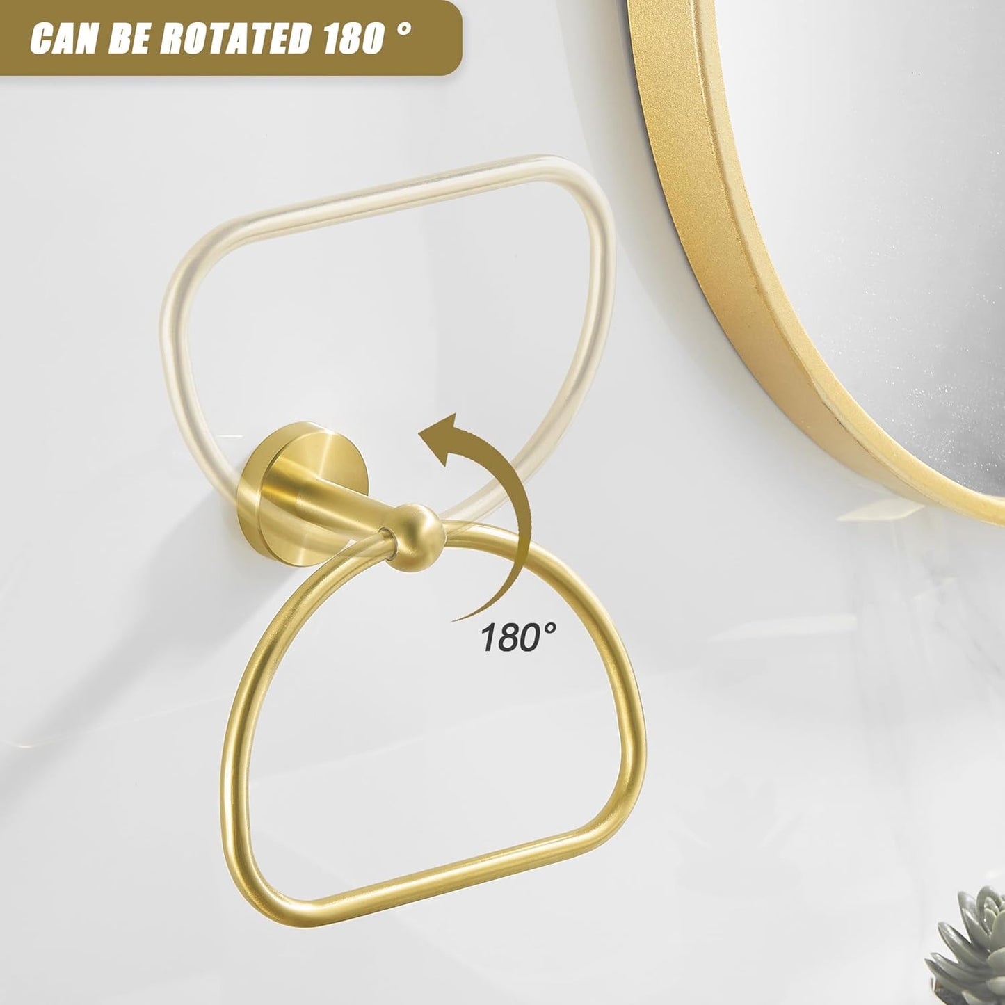 Leyden Toilet Paper Holder Towel Ring Brushed Gold Bathroom Hardware Hand Towel Holder Bathroom Accessories Set Wall Mount Stainless Steel 2 Pieces