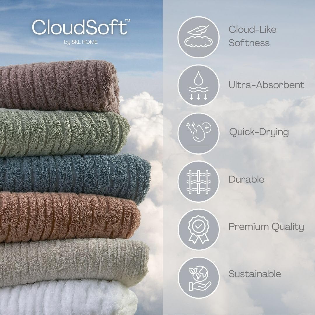 SKL Home CloudSoft Cotton Luxury 4-Piece Washcloth Set, Soft Plum