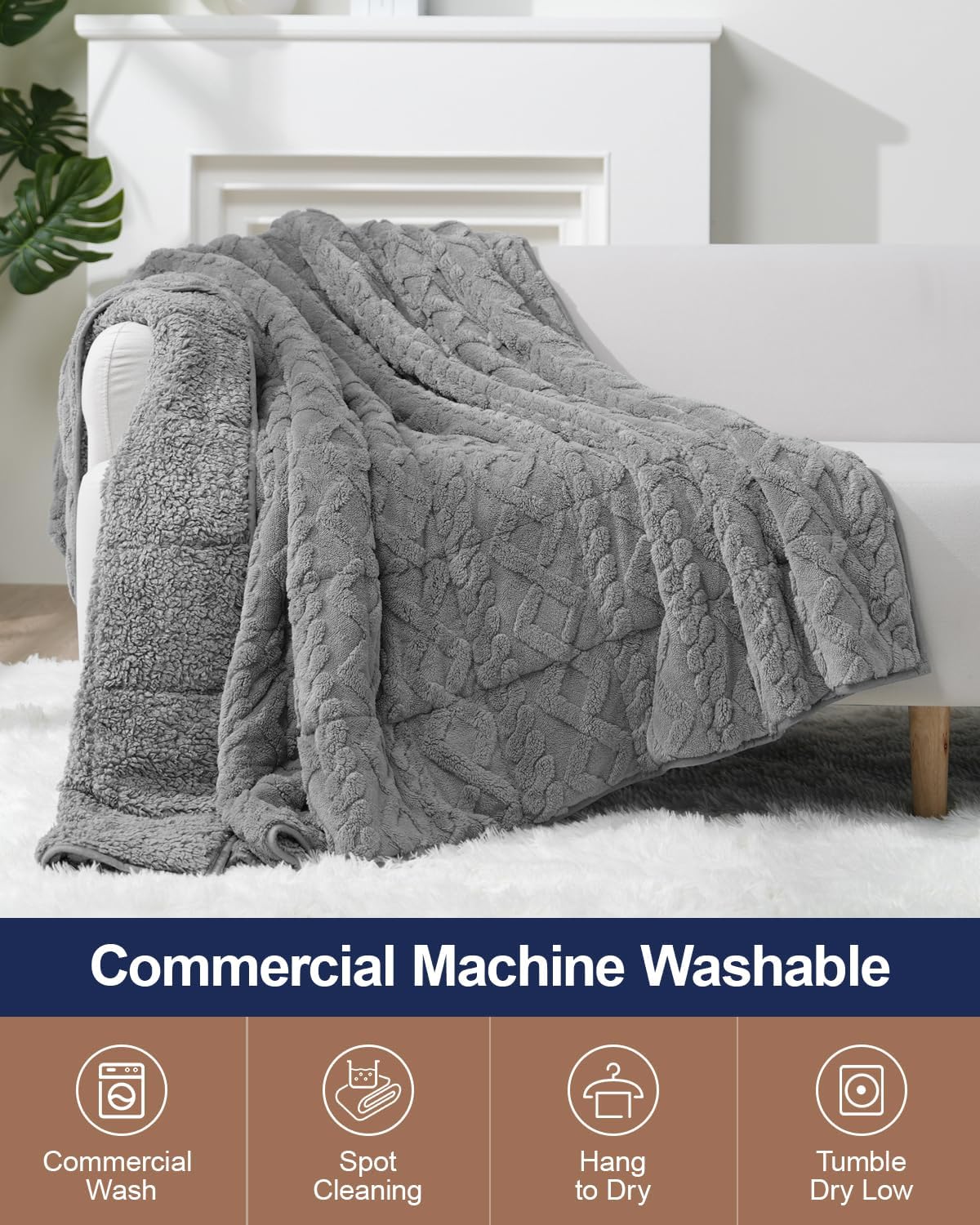 Super Fuzzy Soft Sherpa Fleece Weighted Blanket, 15 lbs Dual Sided Fluffy Heavy Weighted Blankets for Adults - No Bunching with Double Layers of Soft Inner Lining (60"x 80", 15 Pounds)