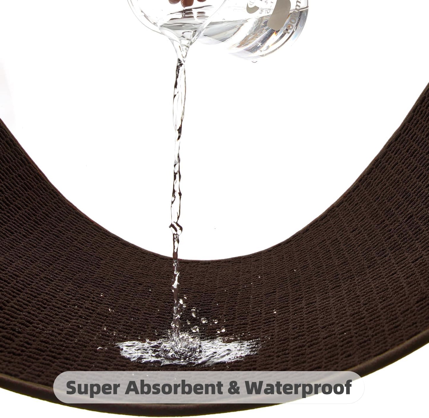 Bathroom Rugs Non Slip Washable, Super Absorbent Thin Bath Mat Quick Dry Low Pile Bathroom Rug, Brown 20"x48"