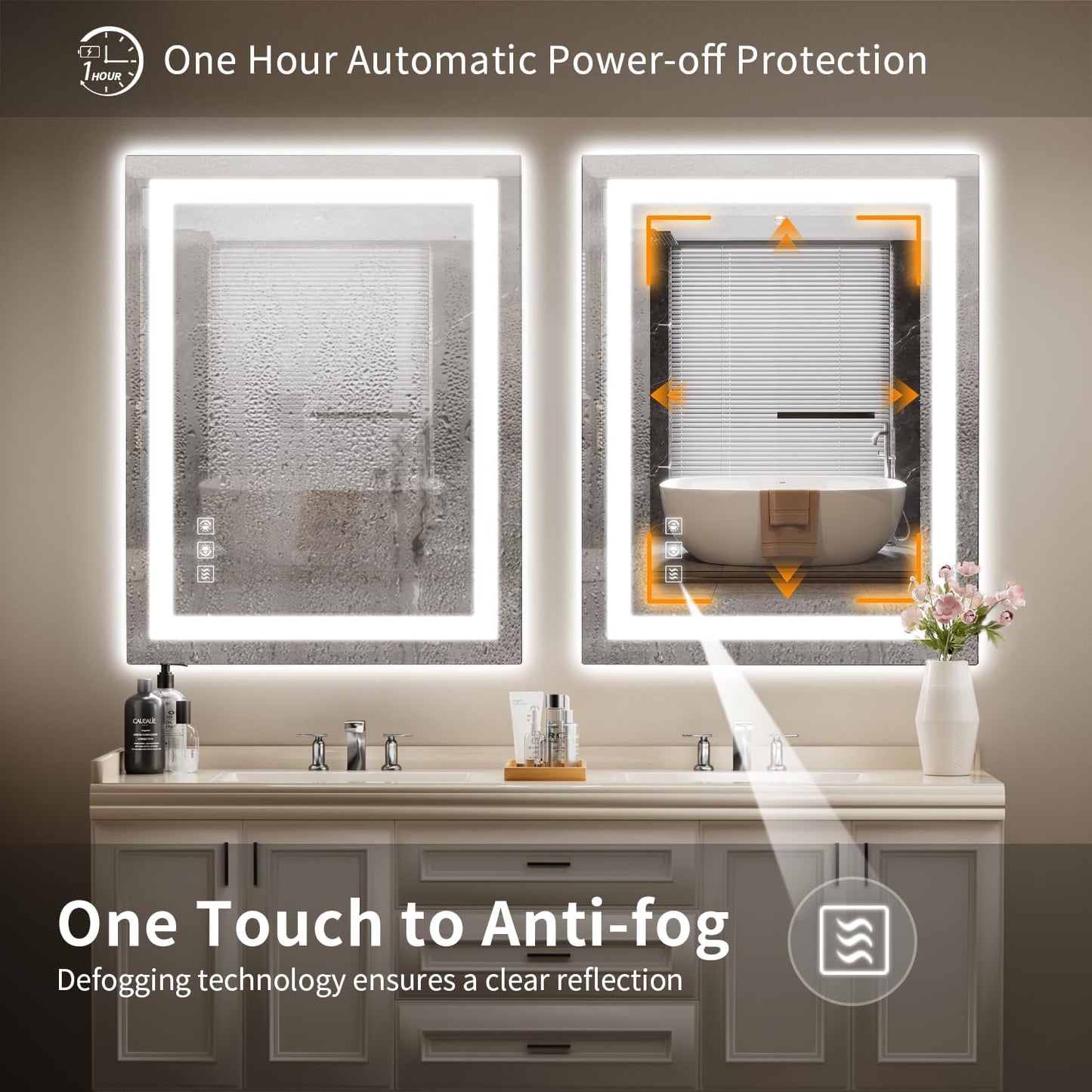 LED Mirror for Bathroom, 28x36 Inch Backlit + Front Lighted Bathroom Vanity Mirror with Lights for Wall, Double Light Strips, 3 Colors, Shatter-Proof, Anti-Fog and Brightness Memory