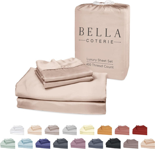 Bella Coterie Luxury Bamboo Viscose Twin Size Sheet Set | 100% Organically Grown | Ultra Soft | Cooling for Hot Sleepers | 18" Deep Pocket [Dusty Rose]