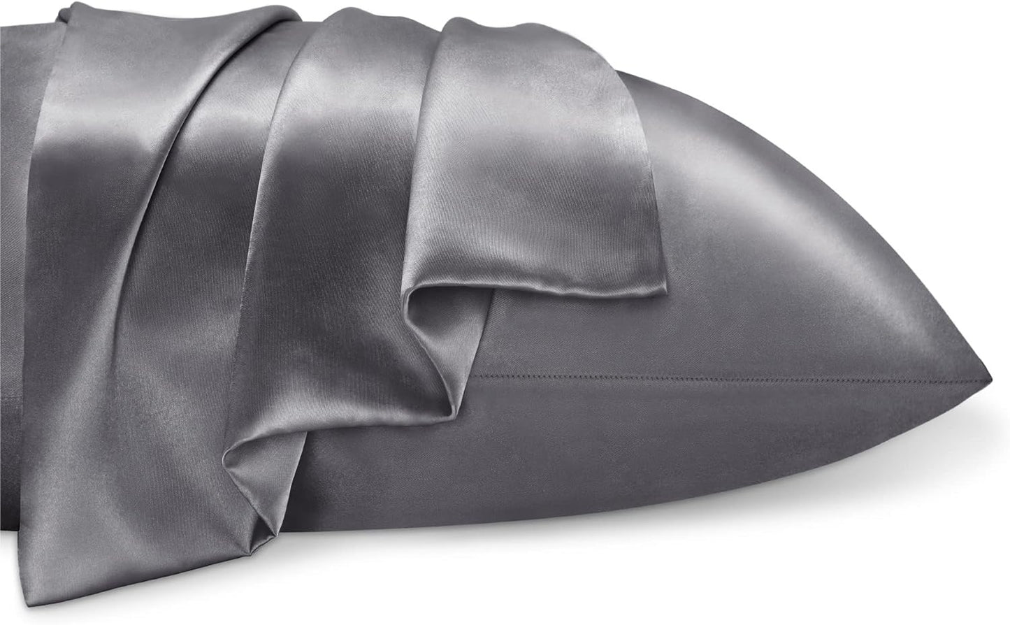 BEDELITE Satin Pillowcase for Hair and Skin, Super Soft Similar to Silk Pillow Cases 4 Pack with Envelope Closure, Cooling Pillowcases for Women Men (20"x30" Queen Size, Dark Grey)
