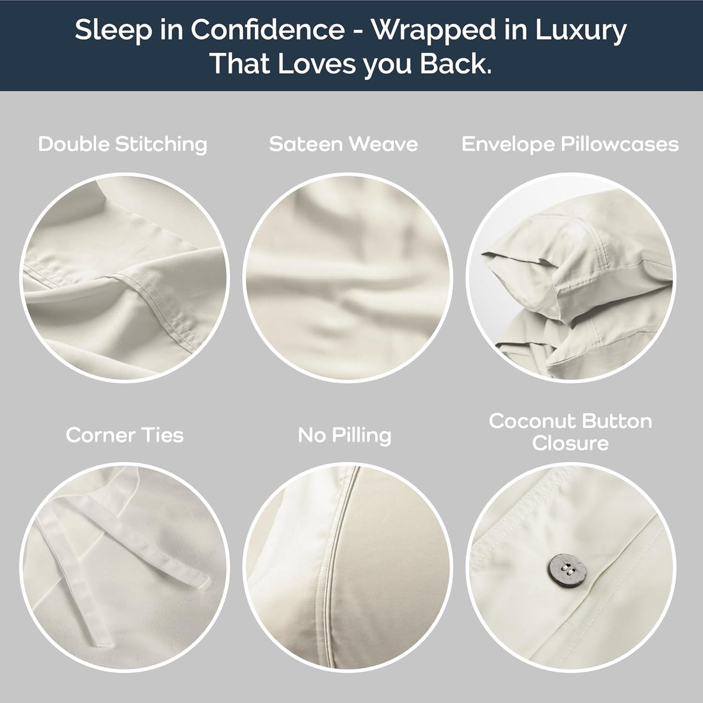 Olive + Crate Tencel Eucalyptus Cooling Duvet Cover Set - Hypoallergenic, Lyocell Tencel Duvet Cover - Soft, Temperature Regulating with Hidden Button Closure & Corner Ties - Queen Size [Ivory]
