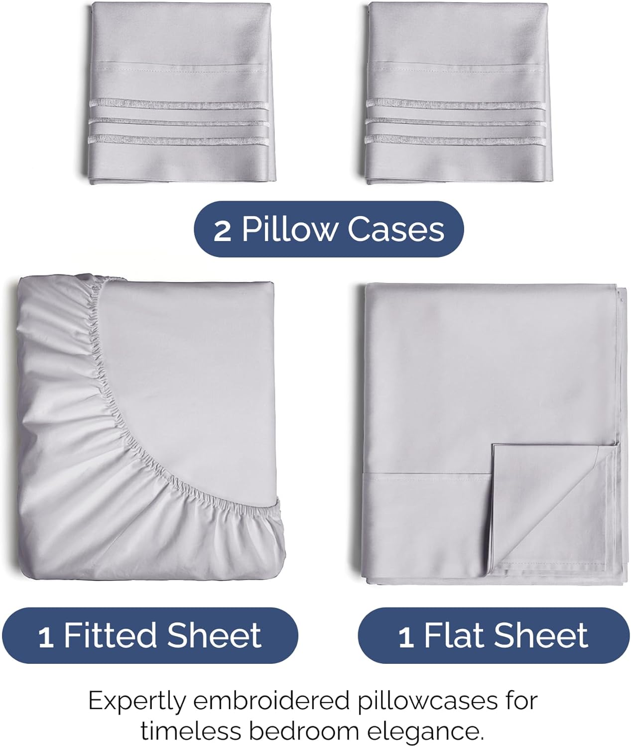 Cal King Size 4 Piece Sheet Set - Extra Soft, Breathable & Cooling - Hotel Luxury Durable Bed Sheets for Women & Men - Deep Pockets, Easy-Fit & Wrinkle-Free - Light Lilac Oeko-Tex