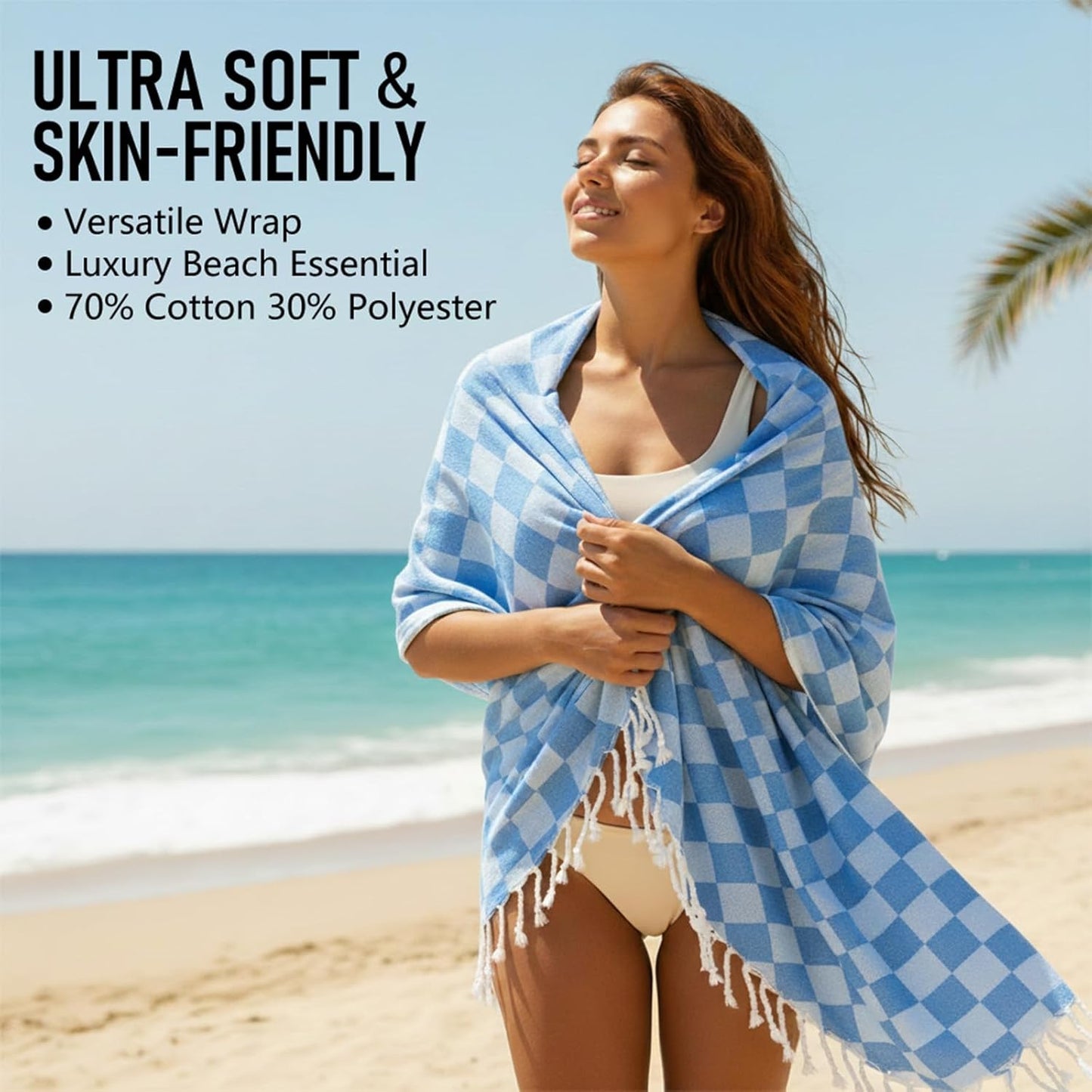 4 Pack Cotton Turkish Beach Towel Lightweight Thin Travel Vacation Essentials Oversized XL Towels Set for Pool Swim Bath Camping Cruise Accessories Absorbent Quick Dry Sand Free Bulk clearance Blanket