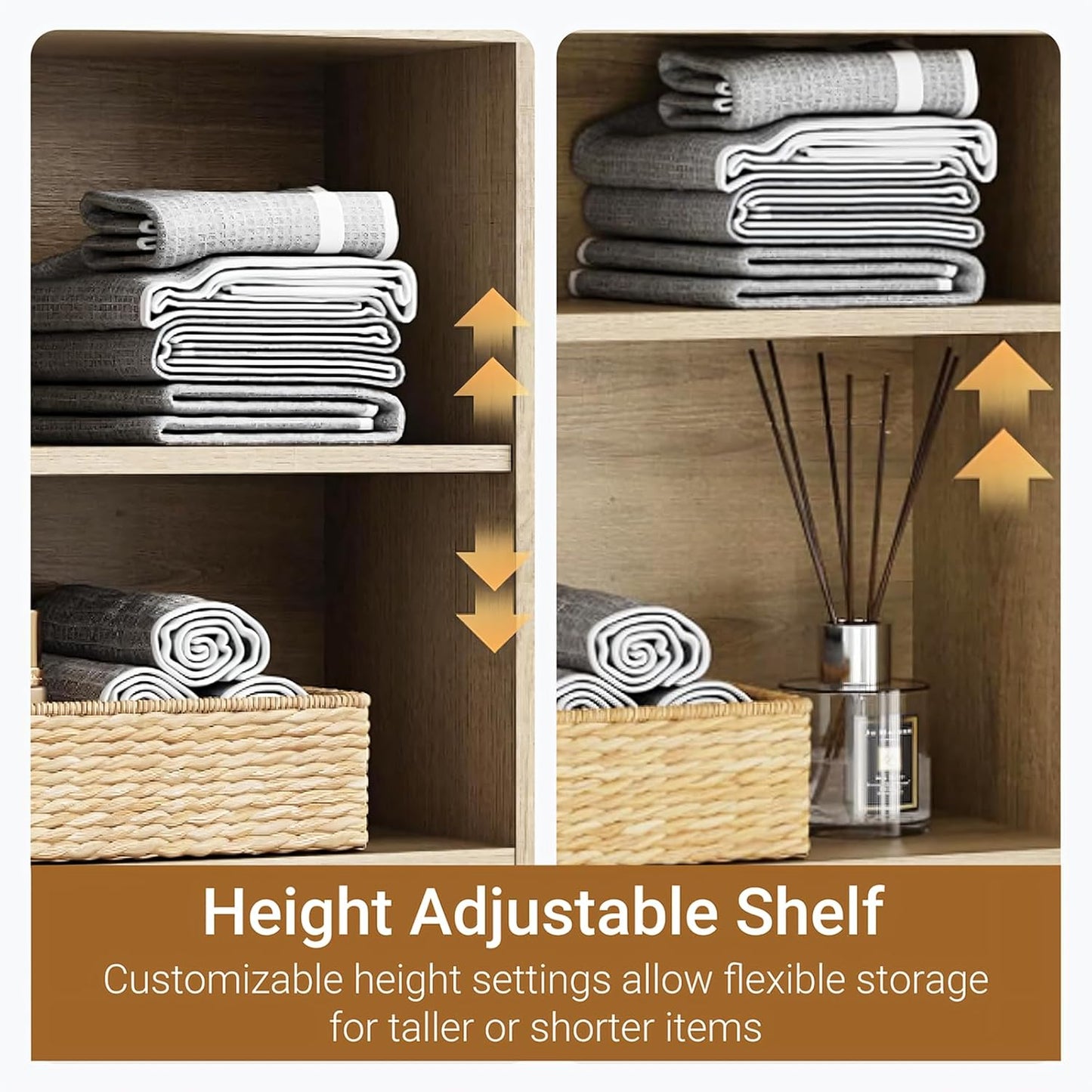 Over The Toilet Storage Cabinet, Farmhouse Bathroom Organizers and Storage with Fluted Doors & 8 Storage Compartments，Home Space-Saving Toilet Rack, for Bathroom, Restroom and Laundry