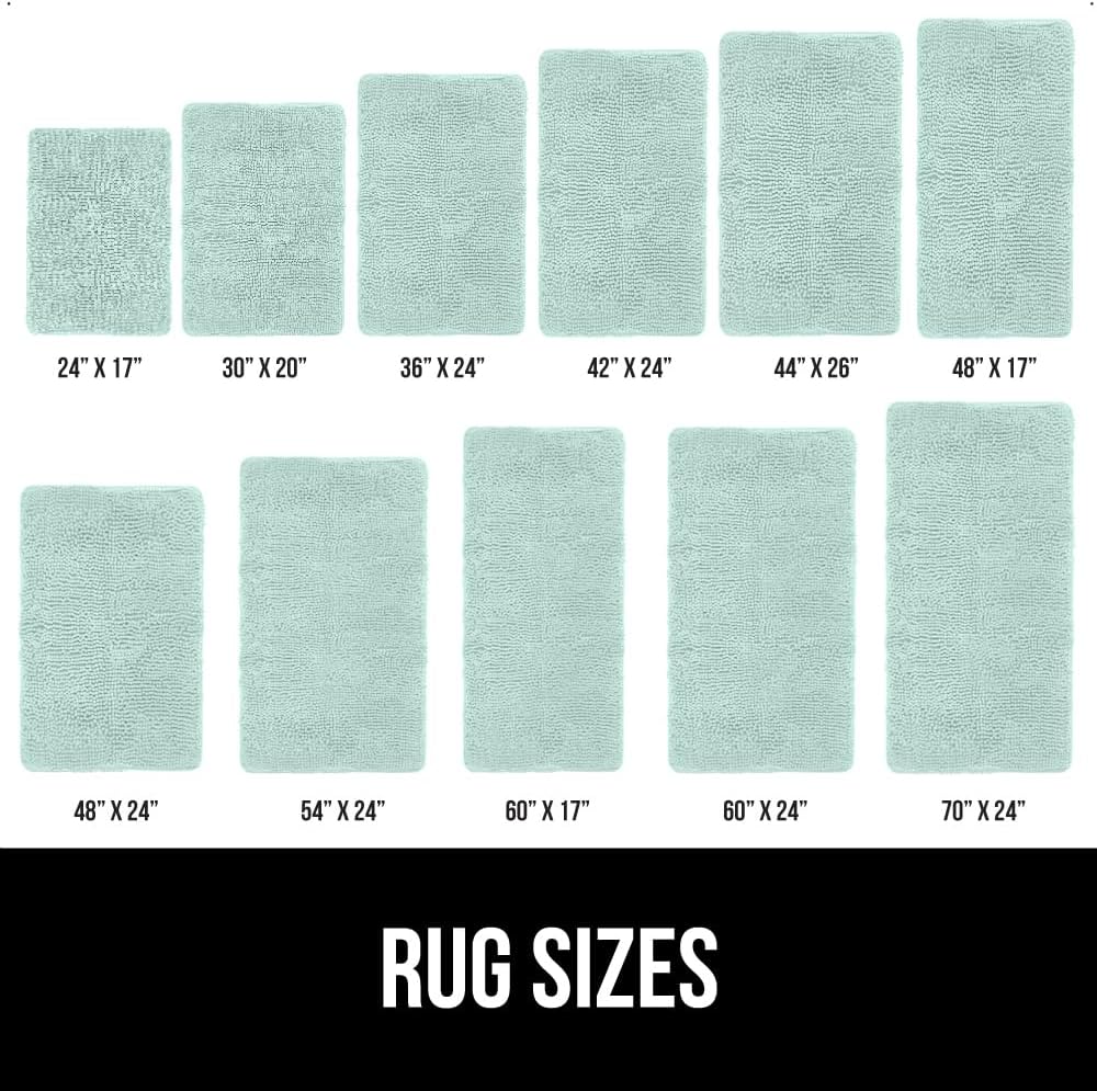 GORILLA GRIP Bath Rug Mat 44x26, Soft Absorbent Chenille, Quick Dry Microfiber Mats, Rubber Backing Washable Shower Floor Rugs, Bathmat Runner, US Designed Bathroom Home Decor Accessories Seablue