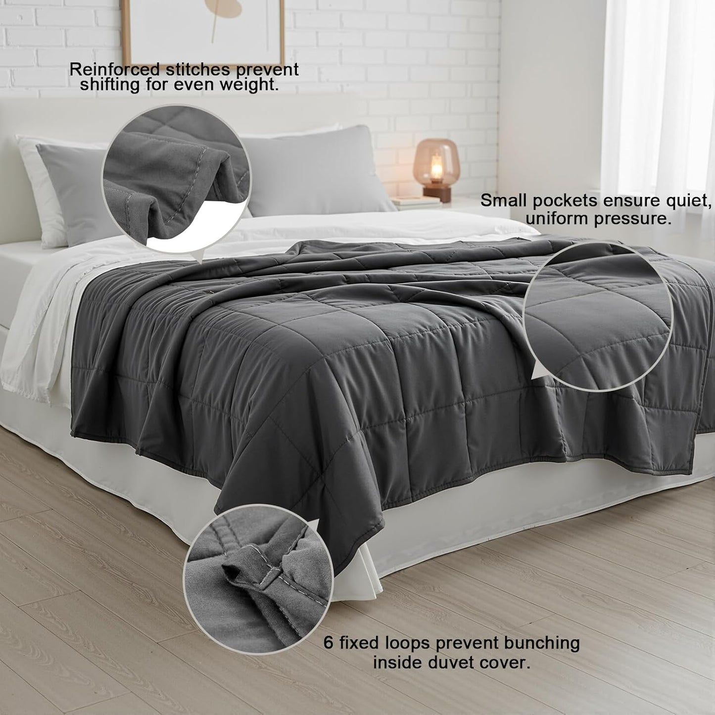 Smart Queen Weighted Blanket for Adults,(60"x80",15lbs Grey)Queen Size Soft Cooling Heavy Blanket for Sleeping, Breathable Blanket with Glass Beads Perfect for 140-160 lbs,All Season,Machine Washable