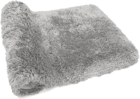 FIFU Bathroom Runner Rug 24" W x 60" L, Bath Mats for Bathroom, Bedroom & Kitchen, Non-Slip Rubber Latex Backing, Comfort & Soft Shower Bathmat & Carpet for Sink, Home & Hallways, Silver Gray