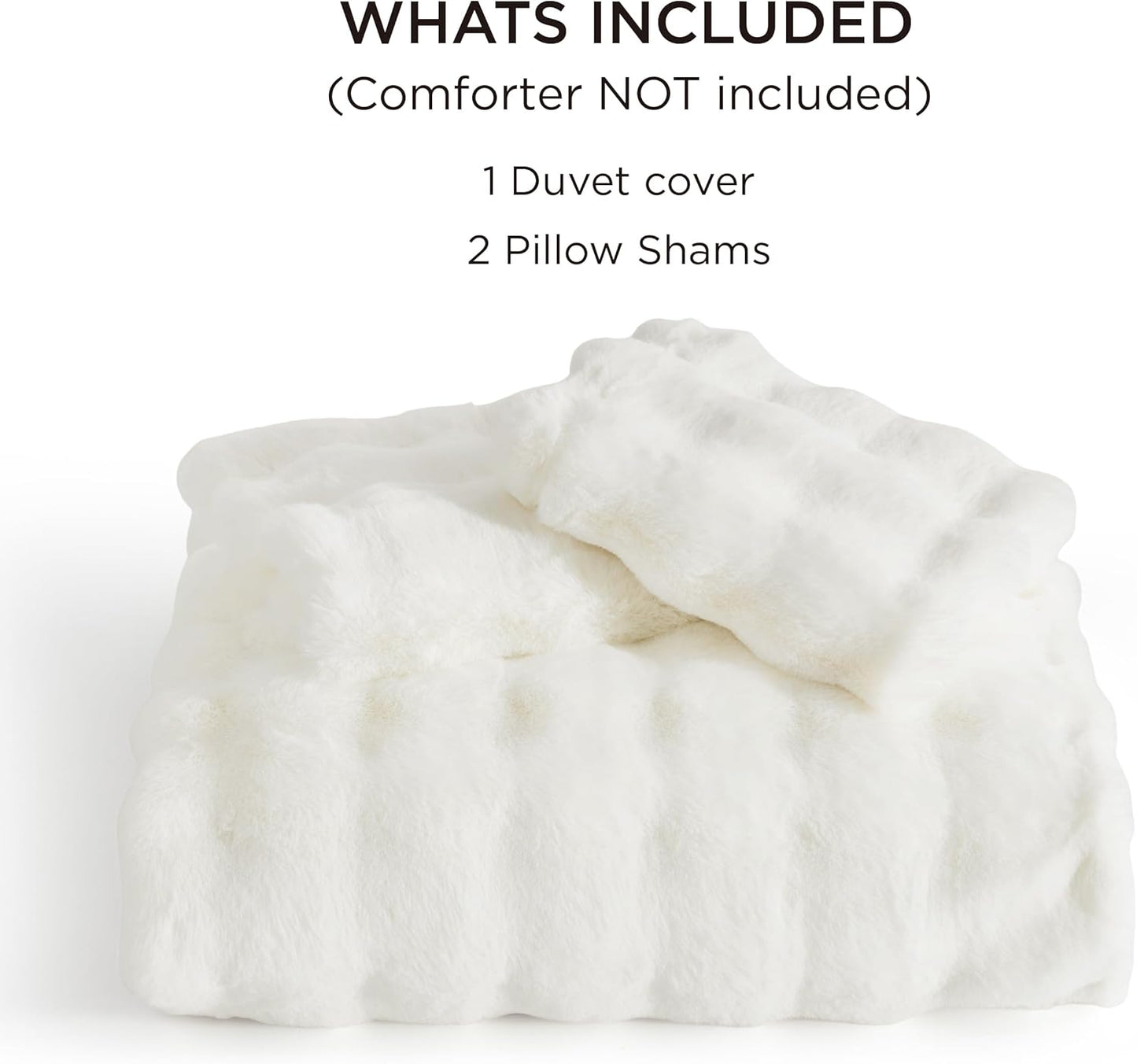 Bedsure Luxurious Faux Fur Duvet Cover King Size Set - Ultra Soft & Fluffy & Cozy & Warm - Elegant Shaggy Bubble Design Bedding with Duvet Cover and Pillow Shams, Coconut White