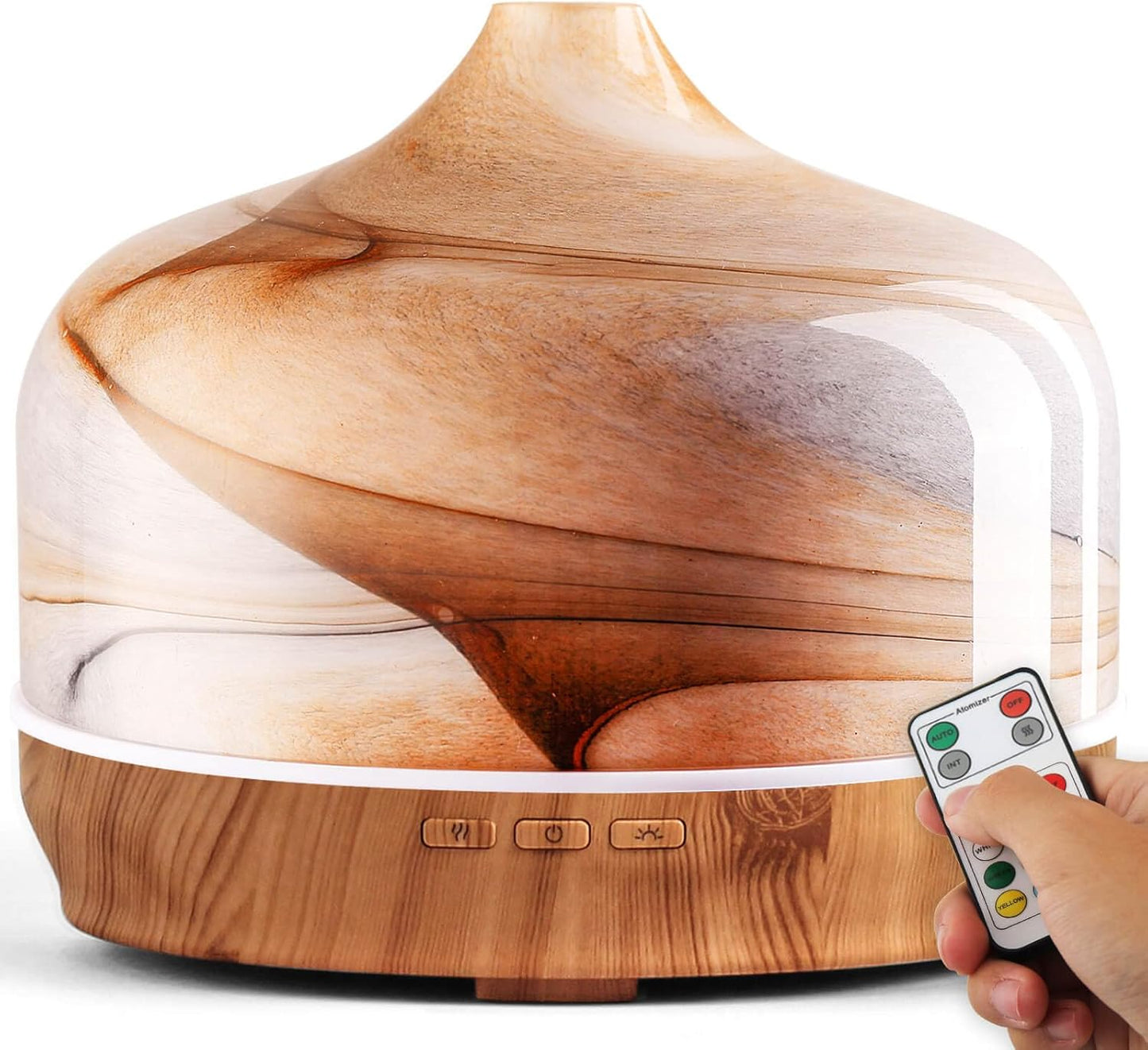 Porseme 500ml Essential Oil Diffuser, Aroma Ultrasonic Humidifier with Remote Control, BPA Free, Auto Shut-Off, Timer Setting for Large Room Sleeping Yoga