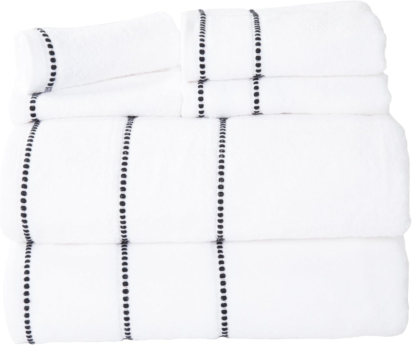 Lavish Home 6 Piece Bathroom Towels Set - 525GSM 100% Cotton Bathroom Essentials - 2 Bath Sheets, 2 Hand Towels, and 2 Wash Cloths for Bath, Shower, Gym, Spa, and Dorm Room (White)