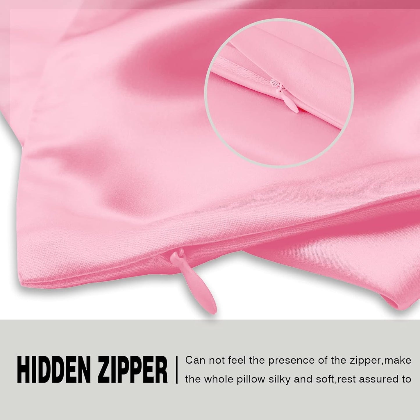 Mulberry Silk Pillowcase for Hair and Skin Pillow Case with Hidden Zipper Soft Breathable Smooth Cooling Silk Pillow Covers for Sleeping (Pink, King（20"X 36"）)