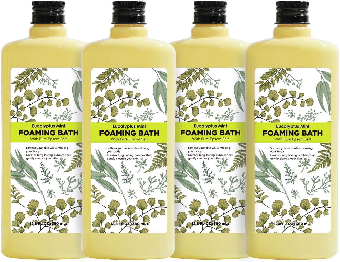 Bubble Bath for Women, Eucalyptus Mint Scented Bubble Bath Gifts Set, Foaming Bath Mother's Day Gifts for Mom, 51.2 fl oz (Pack of 4)