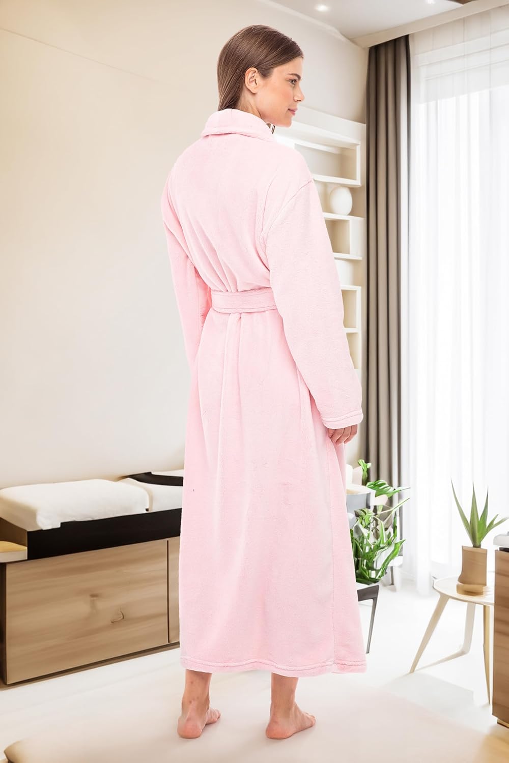 Alexander Del Rossa Plush Robe for Women, Long Fleece Winter Bath Robe, Plus Size