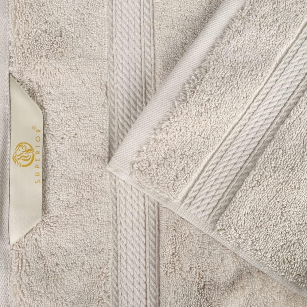 Superior Egyptian Cotton Pile Hand Towel Set of 4, Ultra Soft Luxury Towels, Thick Plush Essentials, Absorbent Heavyweight, Guest Bath, Hotel, Spa, Home Bathroom, Shower Basics, Stone