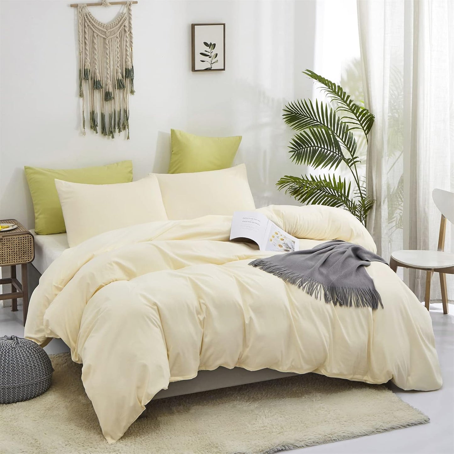 Cottonight Ivory White Comforter Set California King Beige Bedding Comforter Set Cal King Off White Solid Blanket Quilts Modern Soft Breathable 3 Piece Women Men Bedding Set