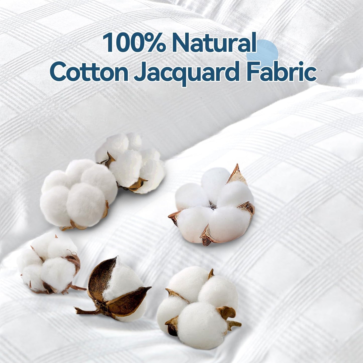 ABENE Mattress Topper for Back Pain Relief, Extra Thick Mattress Pad Pillowtop, Soft Cotton Cover with 8"-21" Deep Pocket, 1300gsm Overfilled Down Alternative Filling (Cotton White, Full)