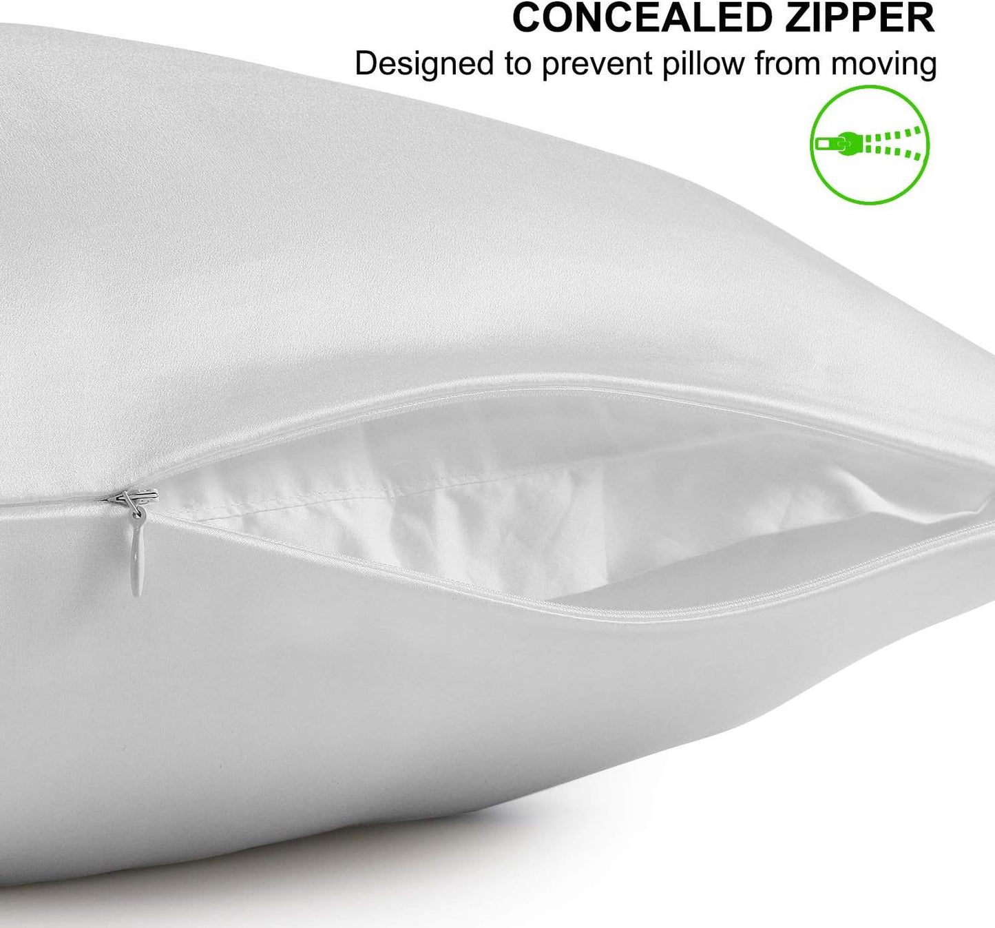 ALASKA BEAR Silk Pillowcase for Hair and Skin, 100% Mulberry Silk Pillow Cases Standard Size for Bliss Sleep with Random Color Scrunchy Gift Set Better Than Poly Satin, Zipper Closure, 1pc, Cool White