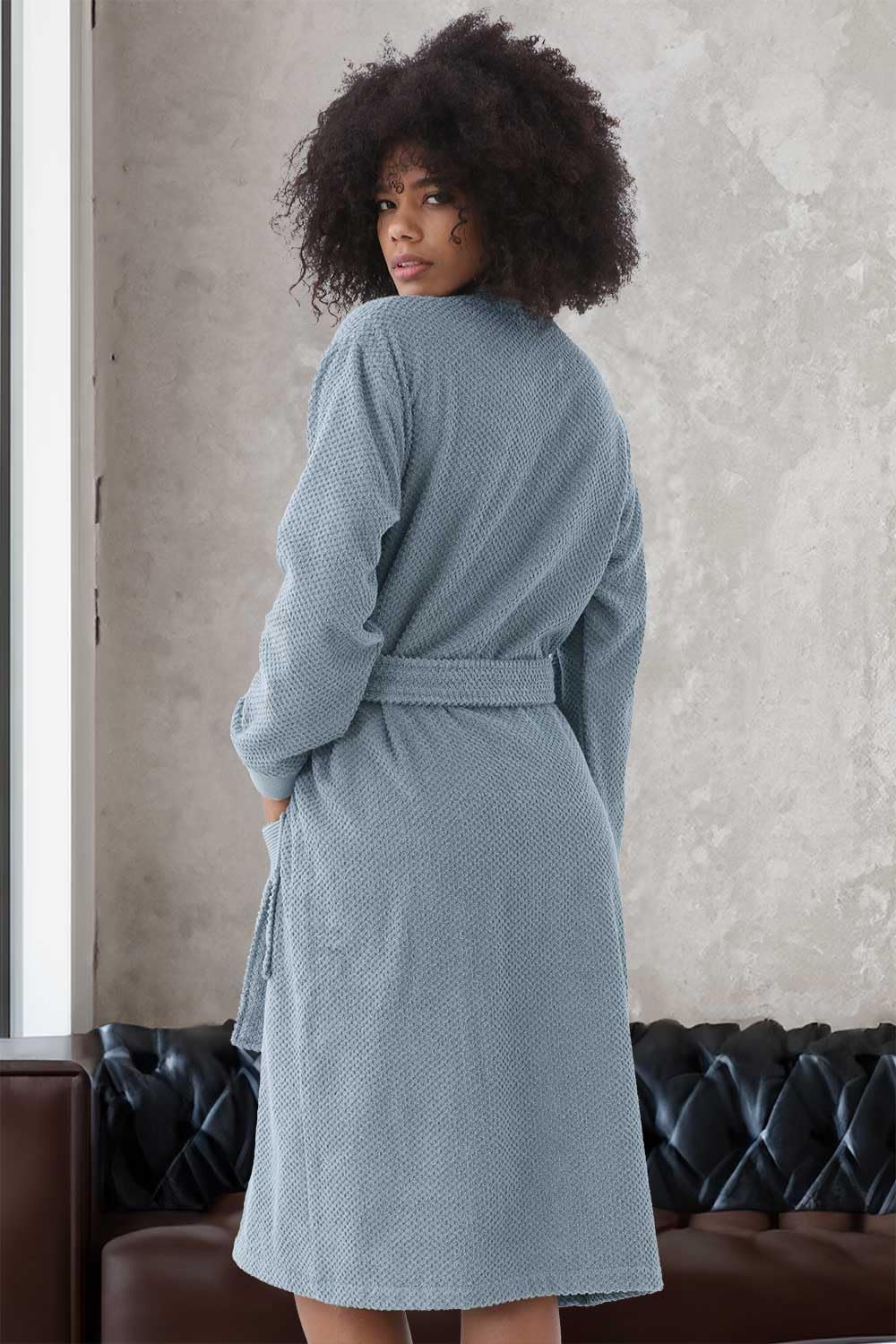 SEYANTE Organic Turkish Cotton Terry Hooded Kimono Bathrobe, Robe for Women