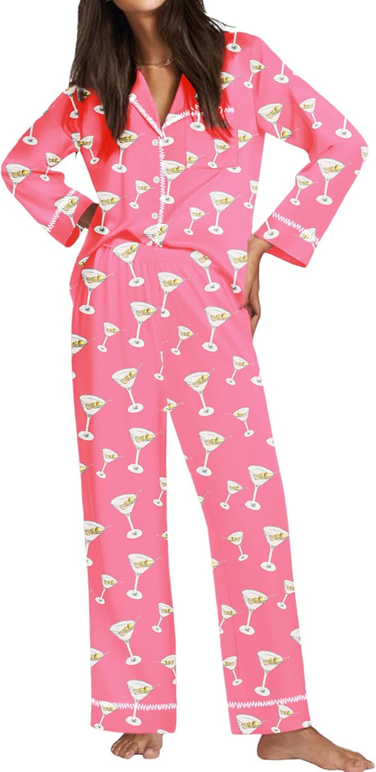 Ekouaer Satin Pajama Set for Women Silky Sleepwear Long Sleeve Top and Pants Button Down Pjs Lounge Set