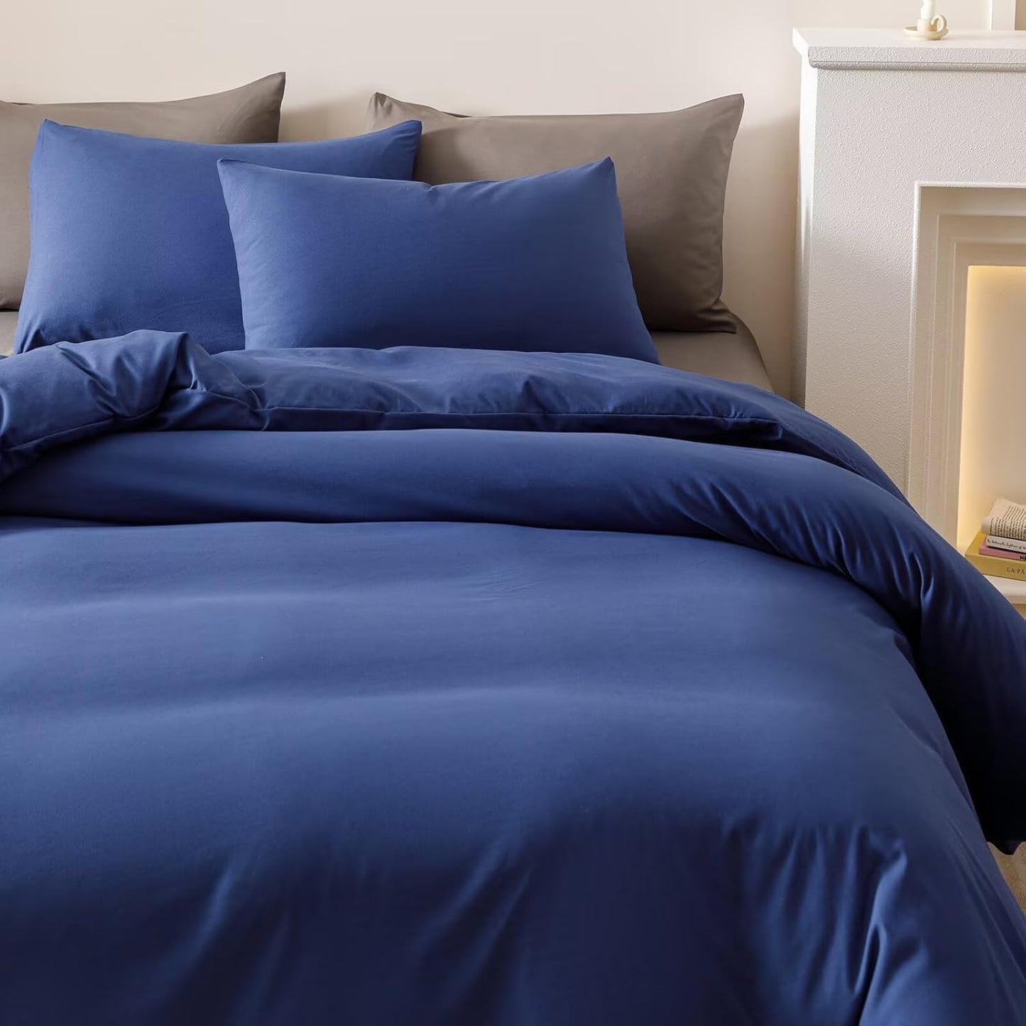 Cottonight Royal Blue Comforter Sets Full Pure Bright Blue Bedding Comforter Full Size Quilts Blanket Ultra Soft Breathabe Solid Bedding Set for Women Men Adults Teens