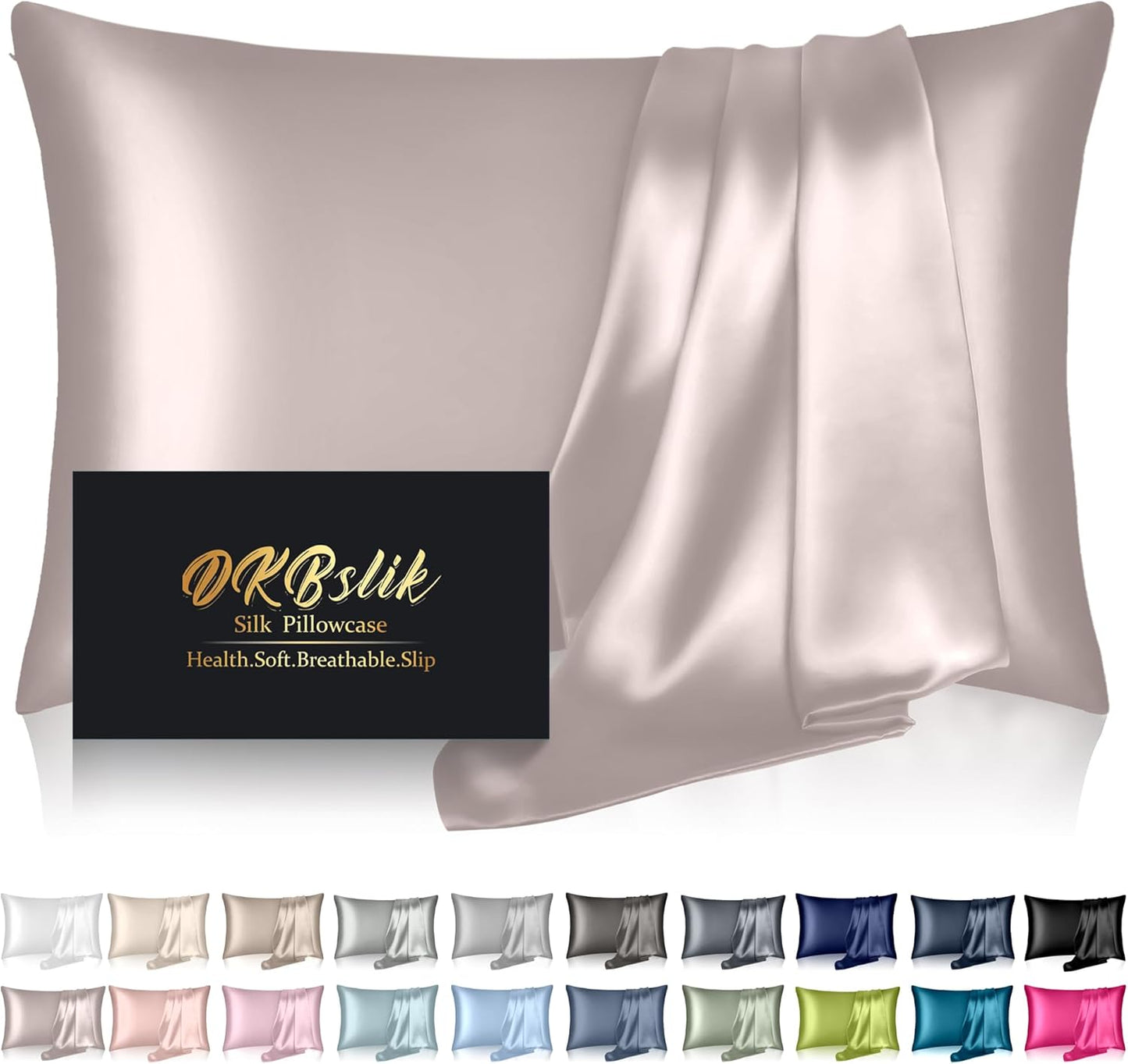 Mulberry Silk Pillow Cases King Size, Silk Pillowcase for Hair and Skin, Both Sides Natural Silk Satin Pillowcase for Sleeping Women with Zipper, Gifts for Women Men, Taupe