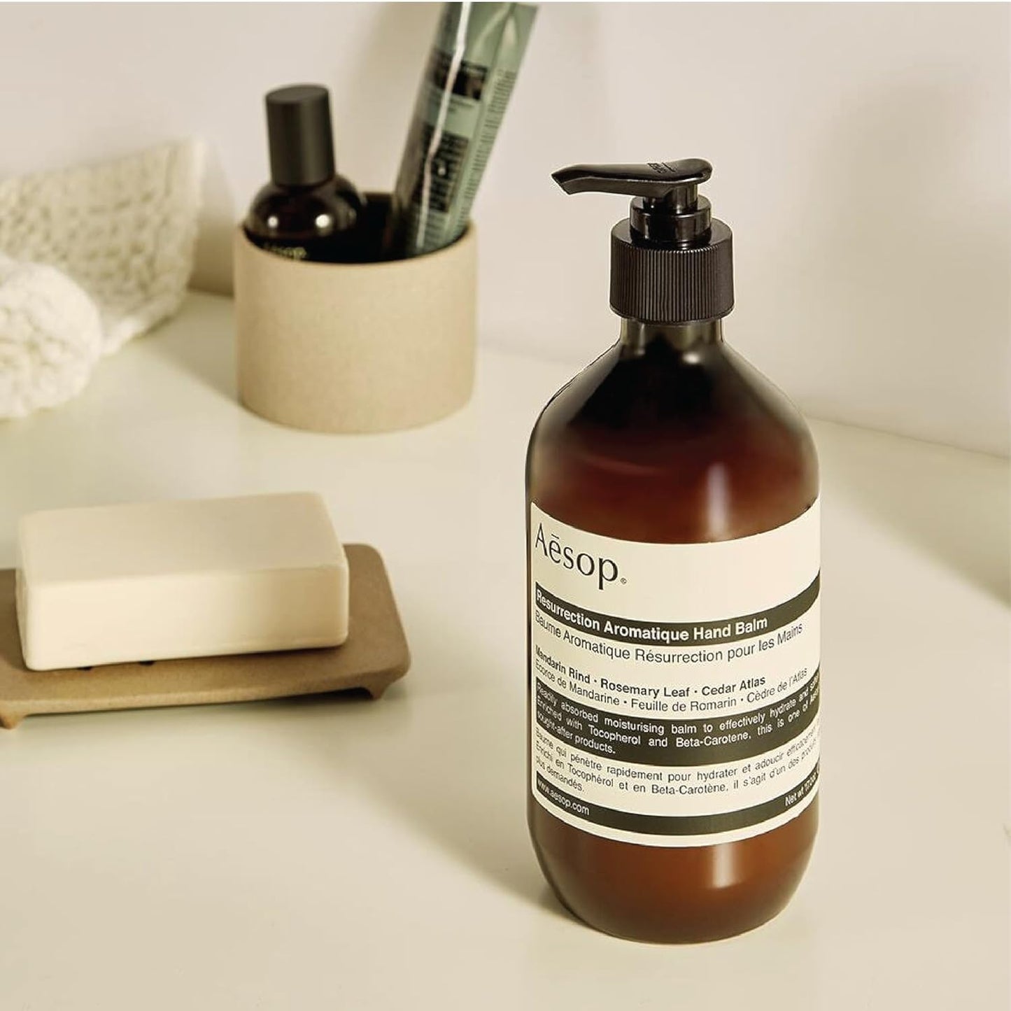 Aesop Resurrection Aromatique Hand Balm | Rich, Moisturizing Balm for Hands and Cuticles | Fragrant Botanicals and Skin-Softening Emollients | Vegan and Cruelty-Free | 16.9 oz (Pack of 2)