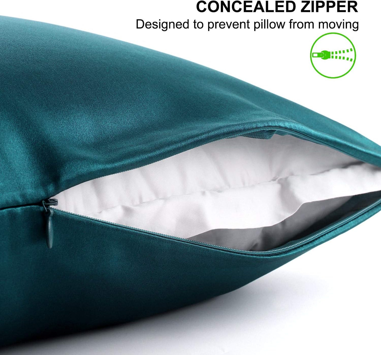ALASKA BEAR Silk Pillowcase for Hair and Skin, 100% Mulberry Silk Pillow Cases Queen Size for Bliss Sleep with Random Color Scrunchy Gift Set Better Than Poly Satin, 1pc, Teal/Dark Turquoise